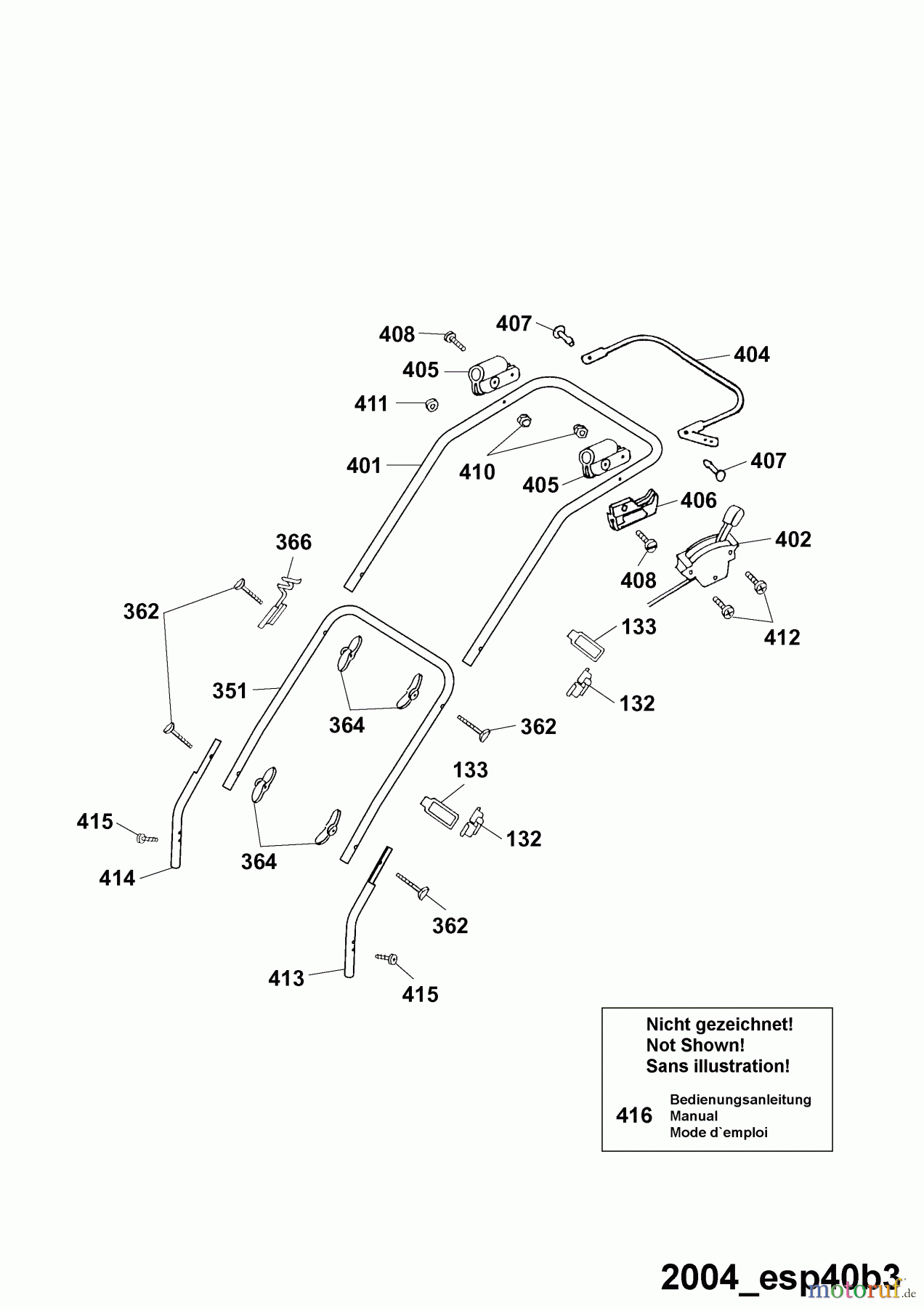 Wolf-Garten Motormäher Esprit 40 B 4001000 Serie E (2004) Holm