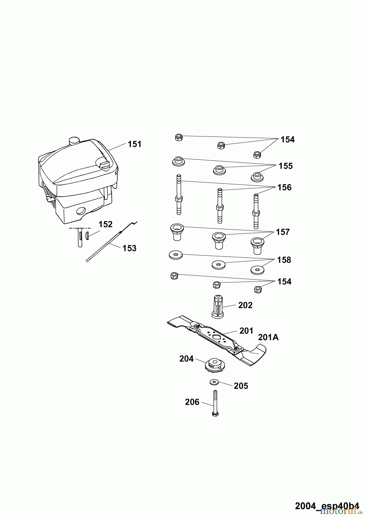 Wolf-Garten Motormäher Esprit 40 B 4001000 Serie E (2004) Messer, Messeraufnahme, Motor