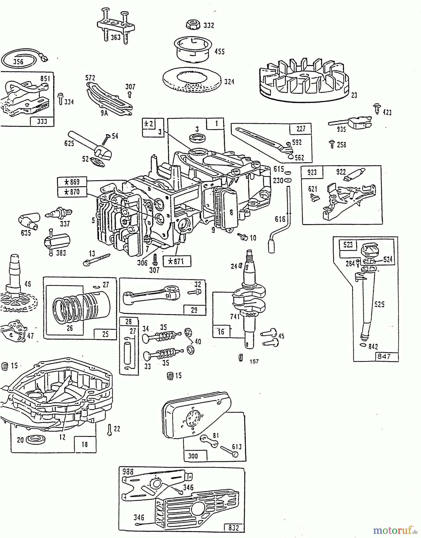 Wolf-Garten Benzinmotoren Briggs&Stratton Quantum XE,XTE,XTL 35/40/45/50-I/C-ES 2069050 (1996) Kurbelgehäuse, Kurbelwelle, Kolben
