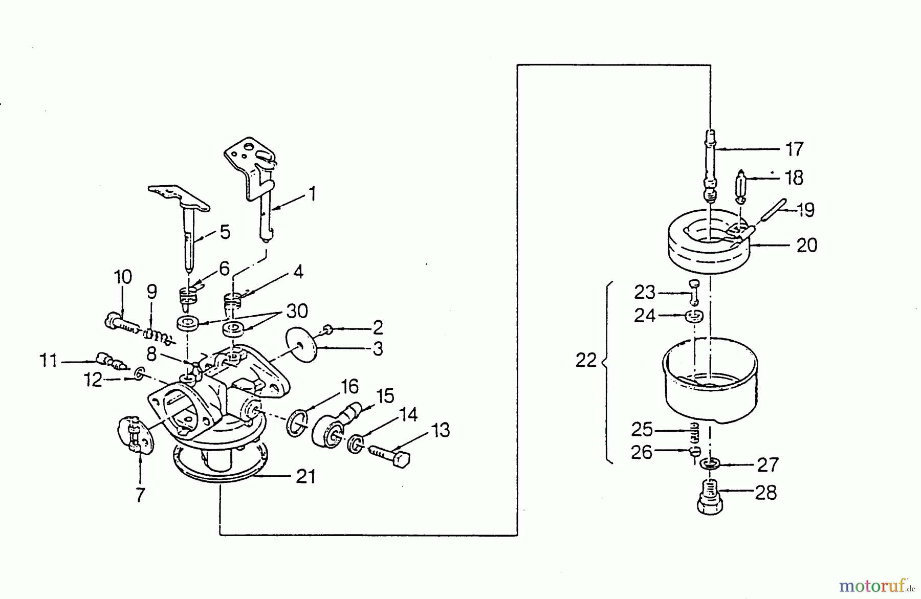  Wolf-Garten Benzinmotoren Tecumseh Synergy 38 ES 2033000  (1996) Vergaser