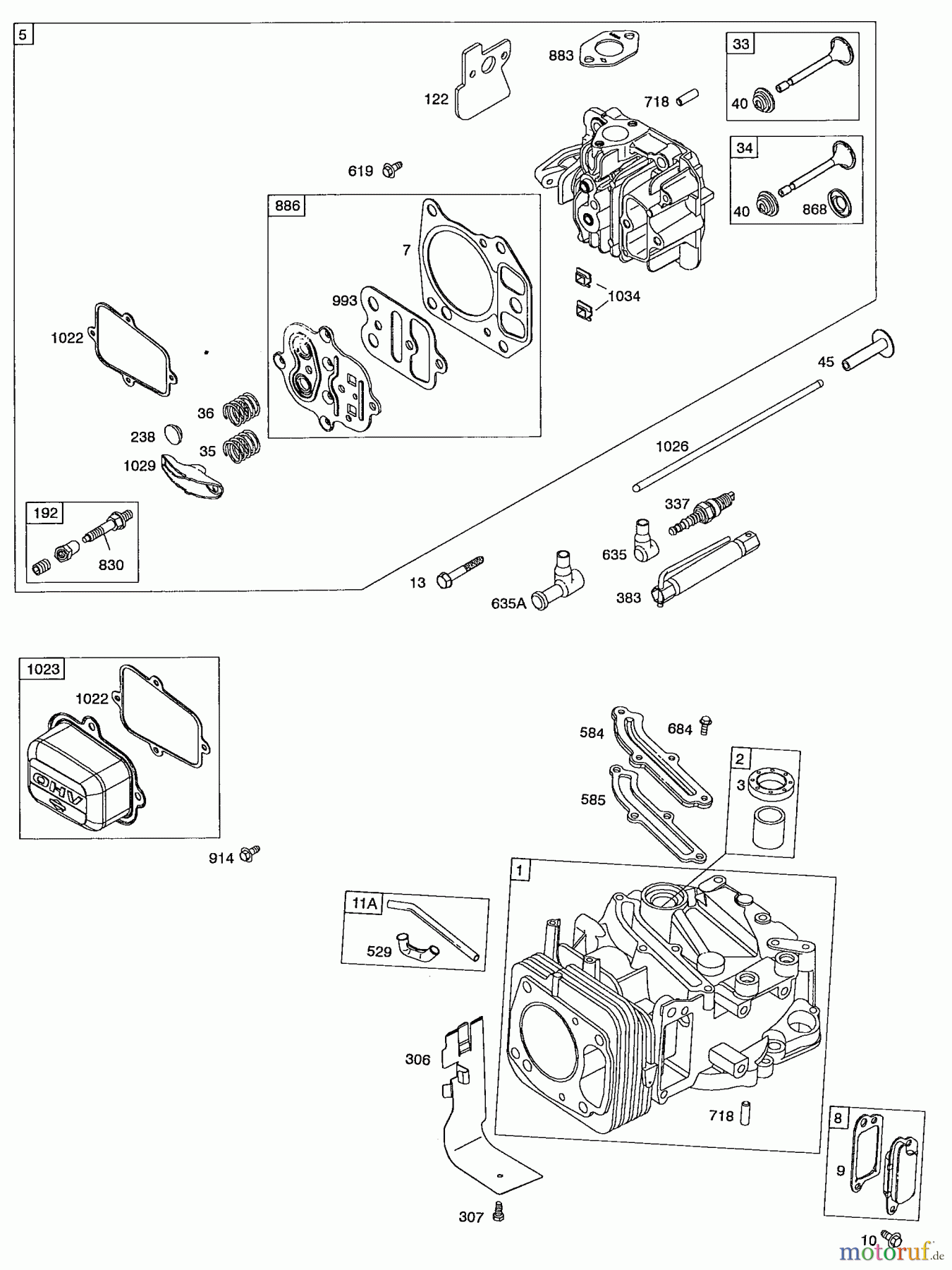 Wolf-Garten Benzinmotoren Briggs&Stratton Intek Edge OHV 825 2057000 (1998) Kurbelgehäuse, Zylinderkopf