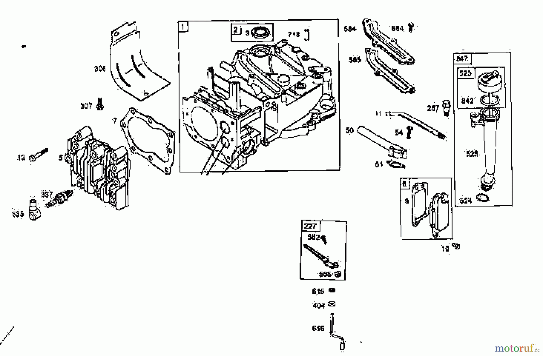 Wolf-Garten Benzinmotoren Briggs&Stratton Quantum XLS 50 Modular 2069098 (2006) Kurbelgehäuse, Zylinderkopf