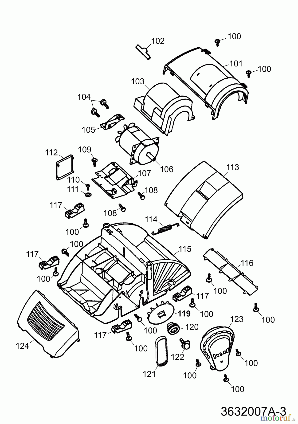 Wolf-Garten Elektrovertikutierer UV 32 EV 3632007 Serie A (2003) Elektromotor, Keilriemen