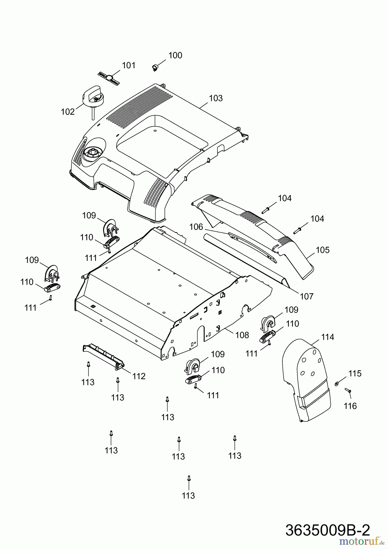 Wolf-Garten Motorvertikutierer UV 35 B 3635009 (2012) Vertikutierergehäuse