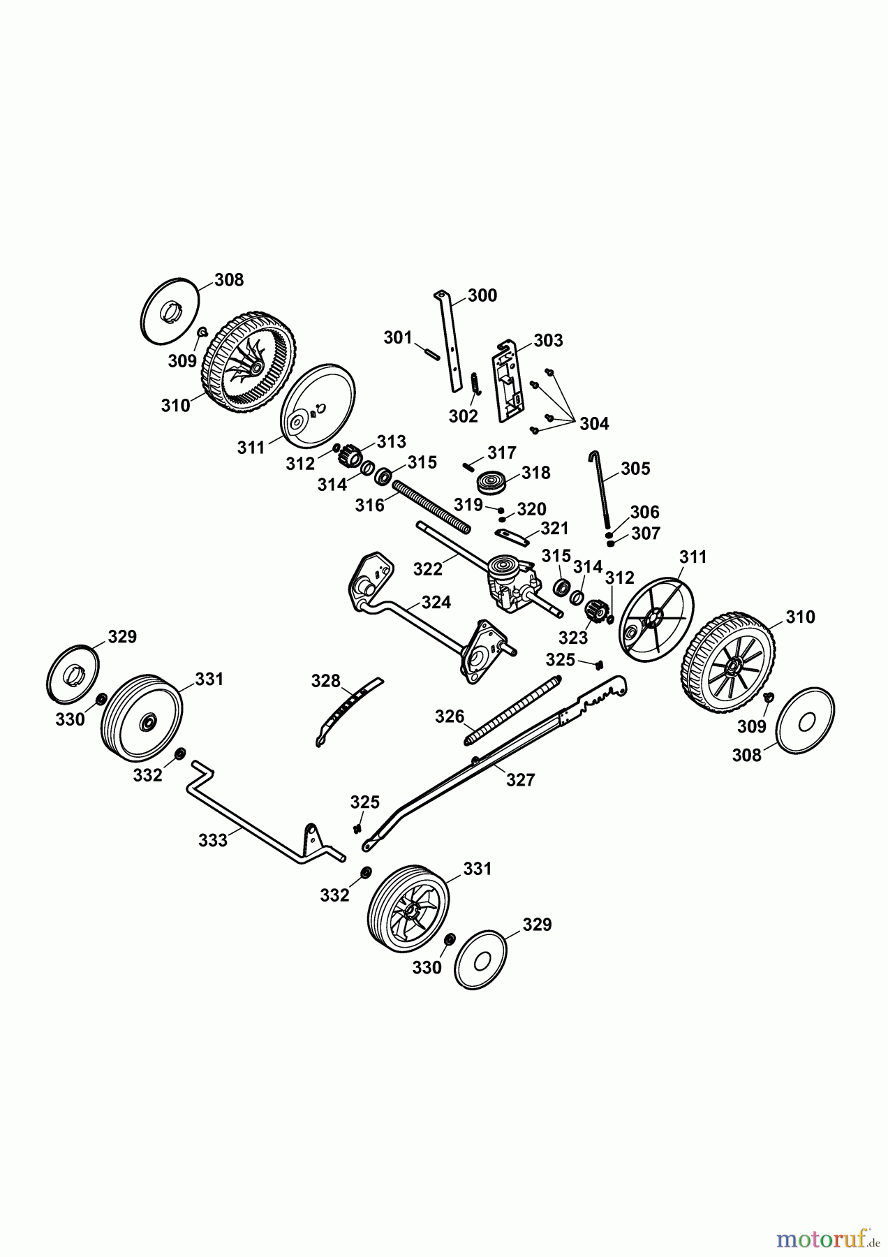  Wolf-Garten Motormäher mit Antrieb Esprit 40 BA 4005086 Serie C  (2009) Räder, Schnitthöhenverstellung