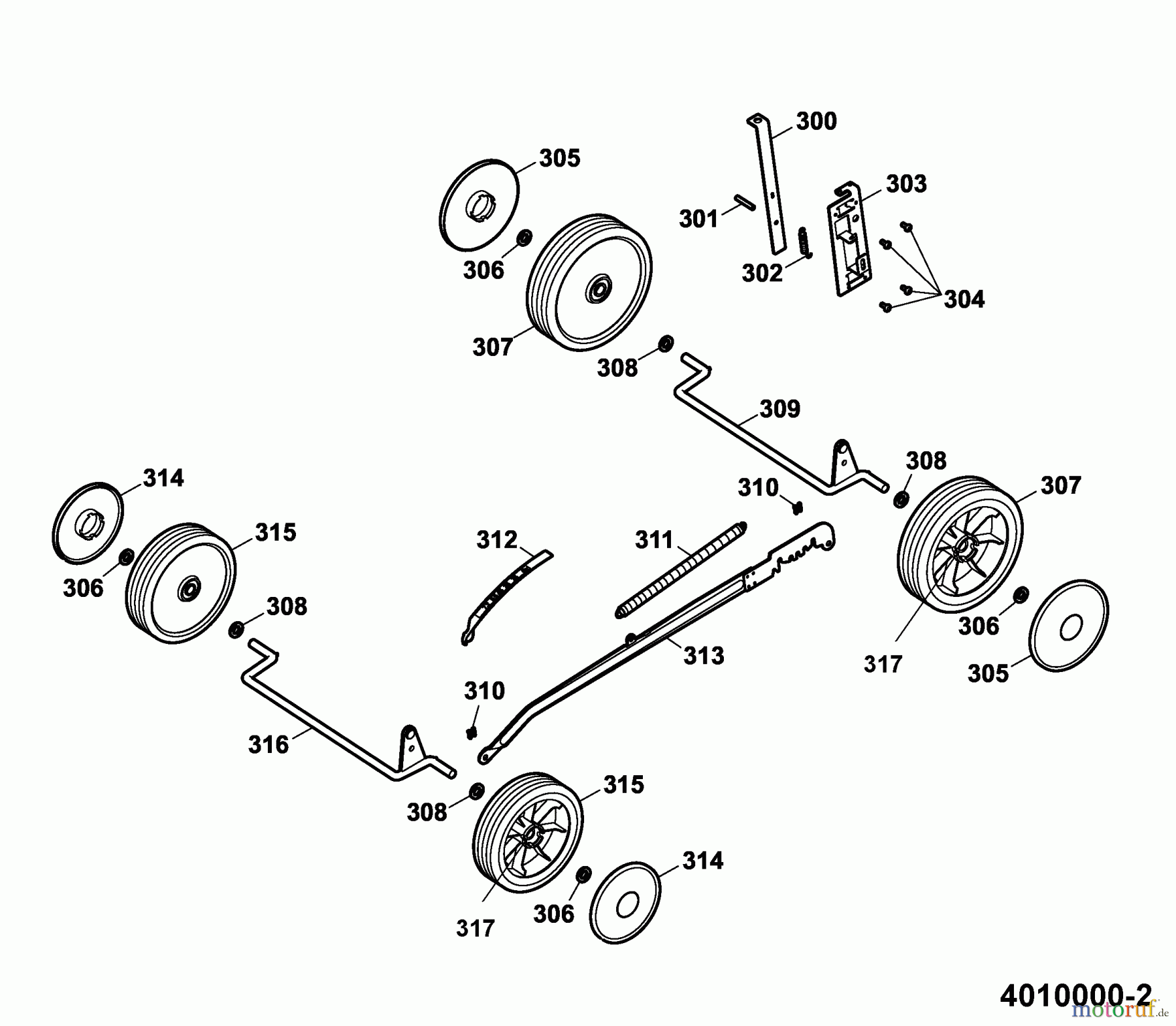  Wolf-Garten Motormäher Compact plus 40 B 4010000 Serie A  (2006) Höhenverstellung, Räder
