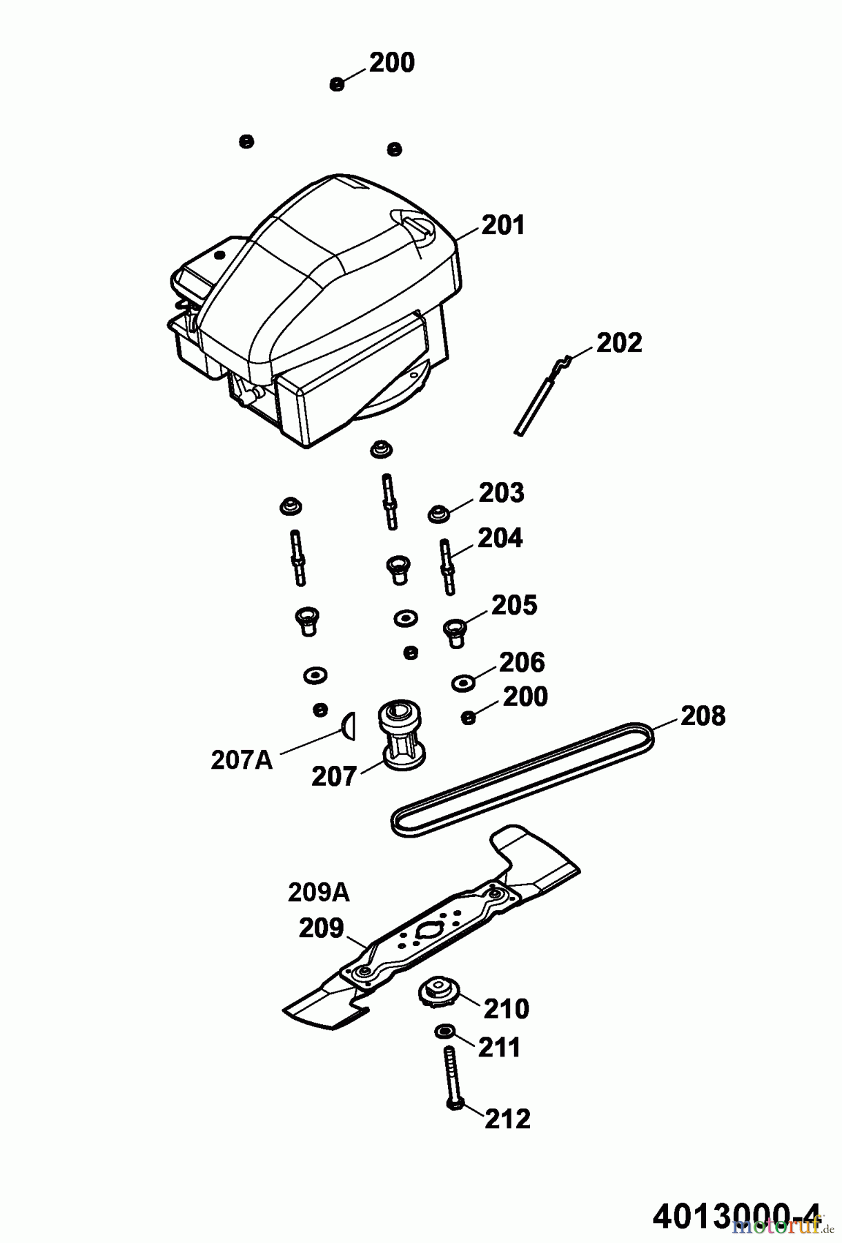  Wolf-Garten Motormäher mit Antrieb Compact plus 40 BA 4013000 Serie A  (2006) Messer, Messeraufnahme, Motor