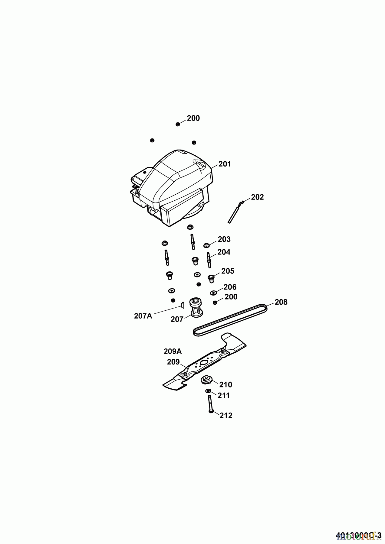  Wolf-Garten Motormäher mit Antrieb Compact plus 40 BA 4013000 Serie C  (2009) Messer, Messeraufnahme, Motor