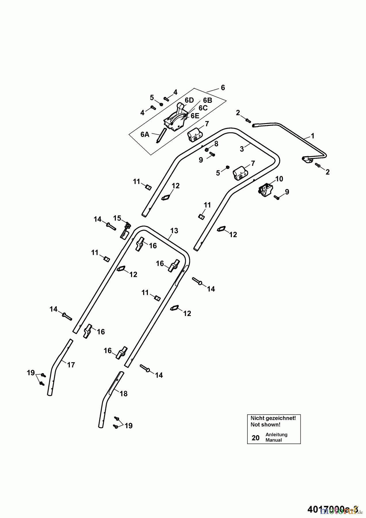  Wolf-Garten Motormäher 6.40 B 4017000 Serie A  (2007) Holm