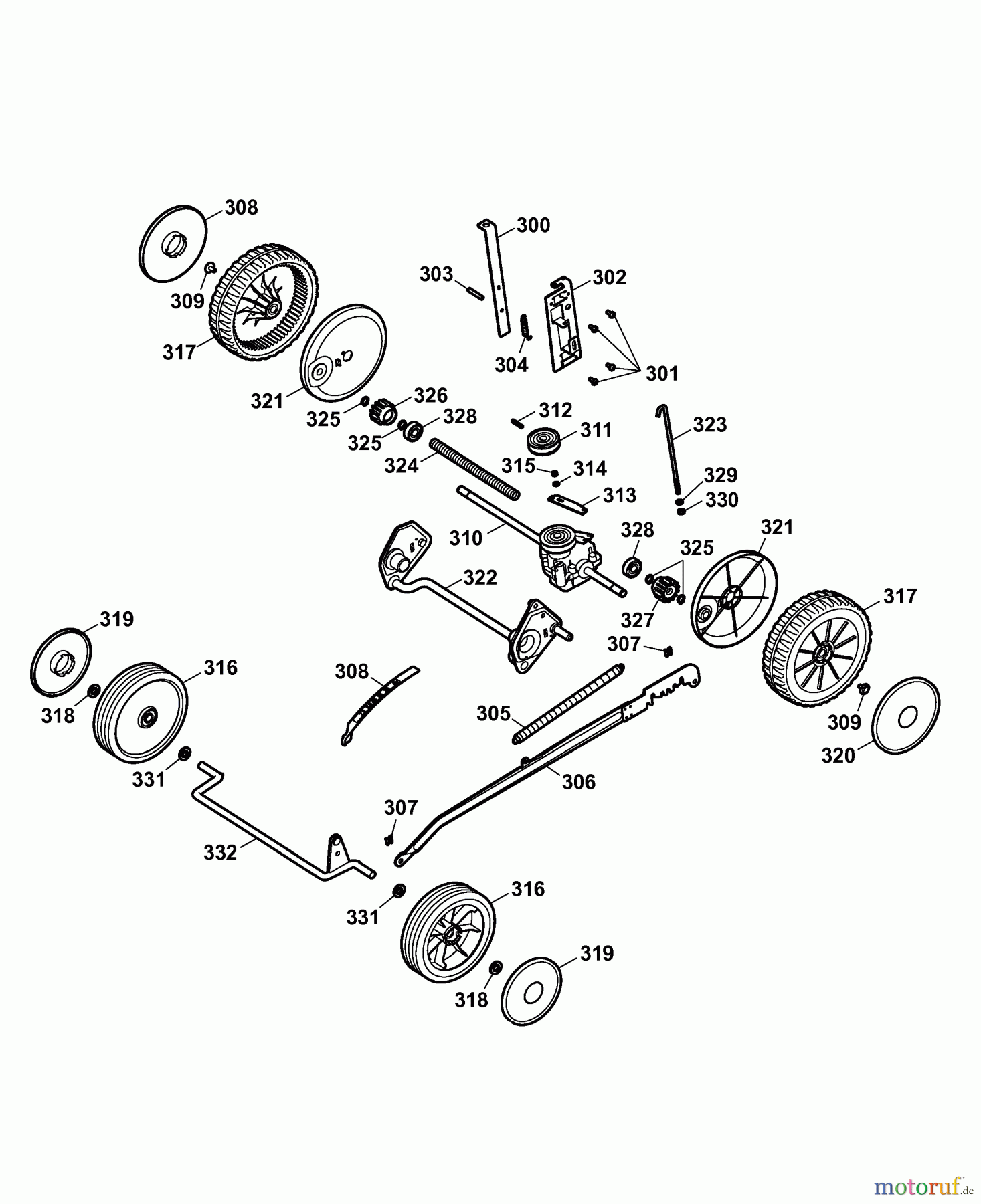 Wolf-Garten Elektromäher mit Antrieb Esprit 40 EAKF 4024003 Serie B (2007) Räder, Schnitthöhenverstellung