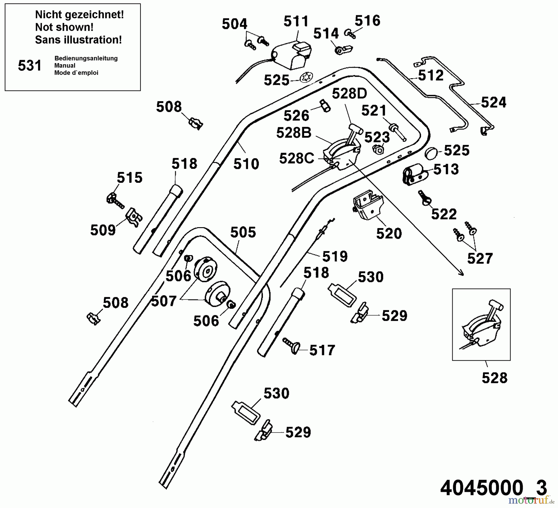 Wolf-Garten Akkumäher mit Antrieb Premio 40 ACA 4045000 Serie A (2001) Holm