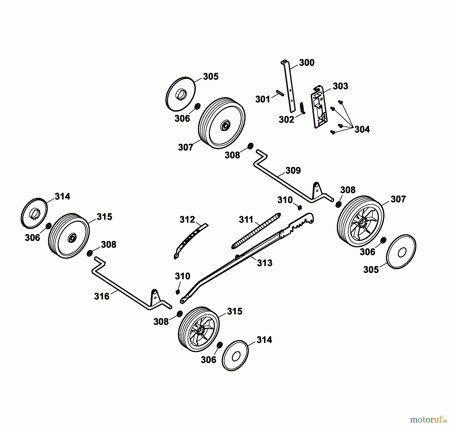 Wolf-Garten Motormäher Compact plus Power Edition 40 H 4050000 Serie A (2006) Höhenverstellung, Räder