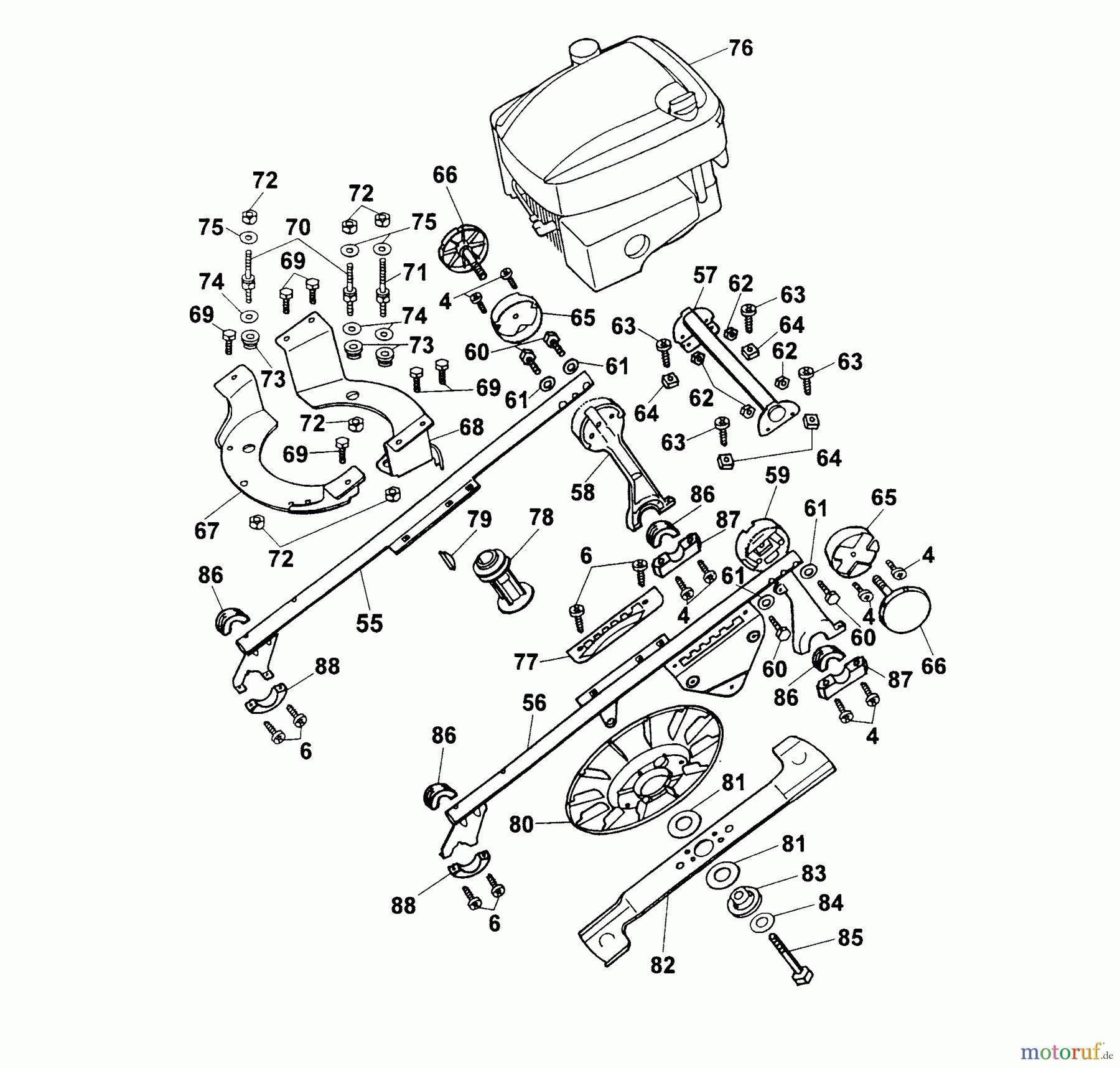  Wolf-Garten Motormäher Concept 43 B 4342000 Serie A  (2000) Gestell, Messer, Motor
