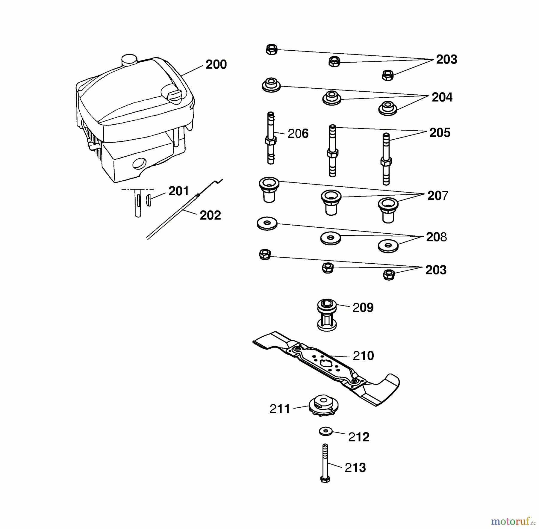 Wolf-Garten Motormäher B 46 TB 4602080 Serie D (2005) Messer, Messeraufnahme, Motor