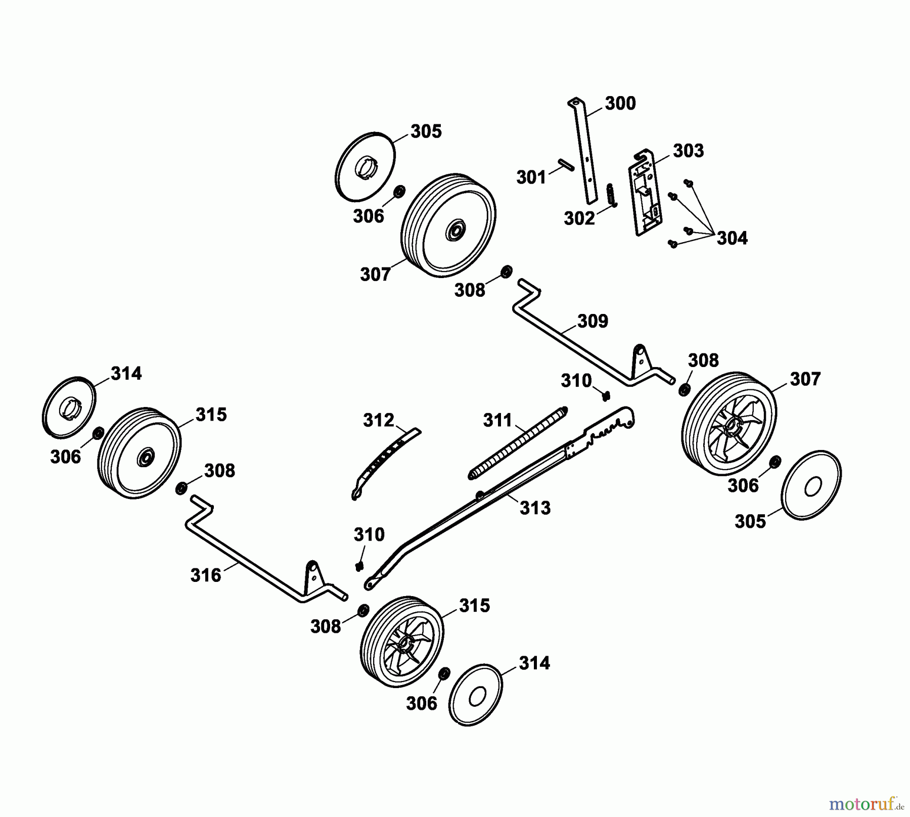 Wolf-Garten Motormäher B 46 TB 4602680 Serie A (2006) Höhenverstellung, Räder