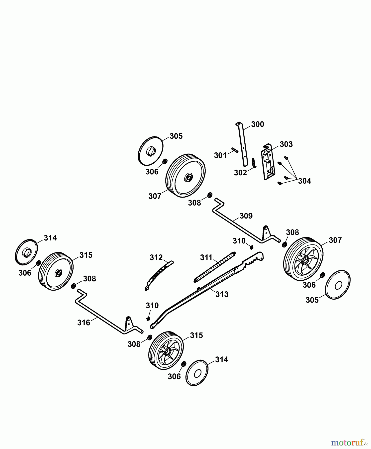 Wolf-Garten Motormäher B 46 TB 4602680 Serie B (2007) Höhenverstellung, Räder