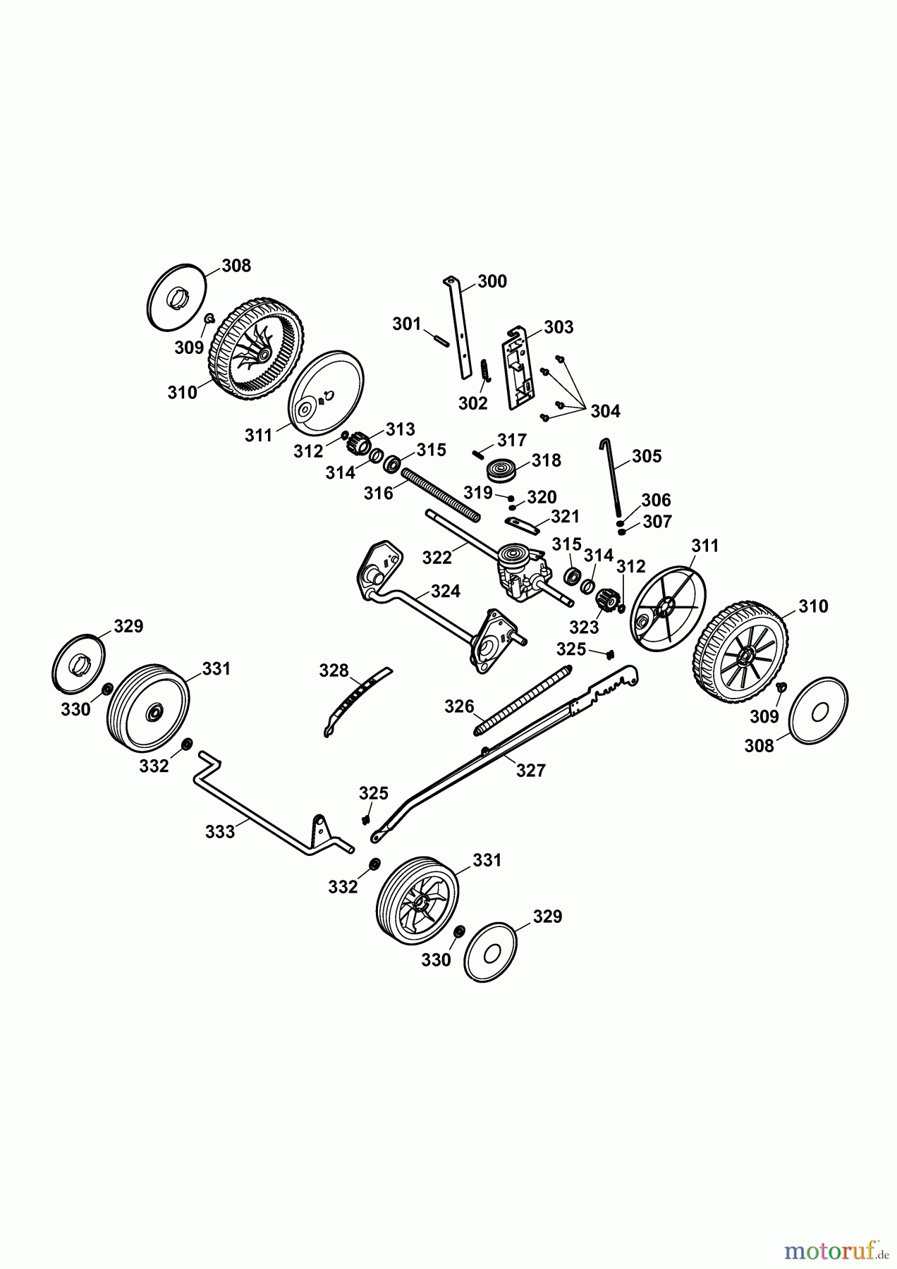 Wolf-Garten Motormäher mit Antrieb Esprit 46 BA 4605006 Serie B (2009) Achsen, Räder