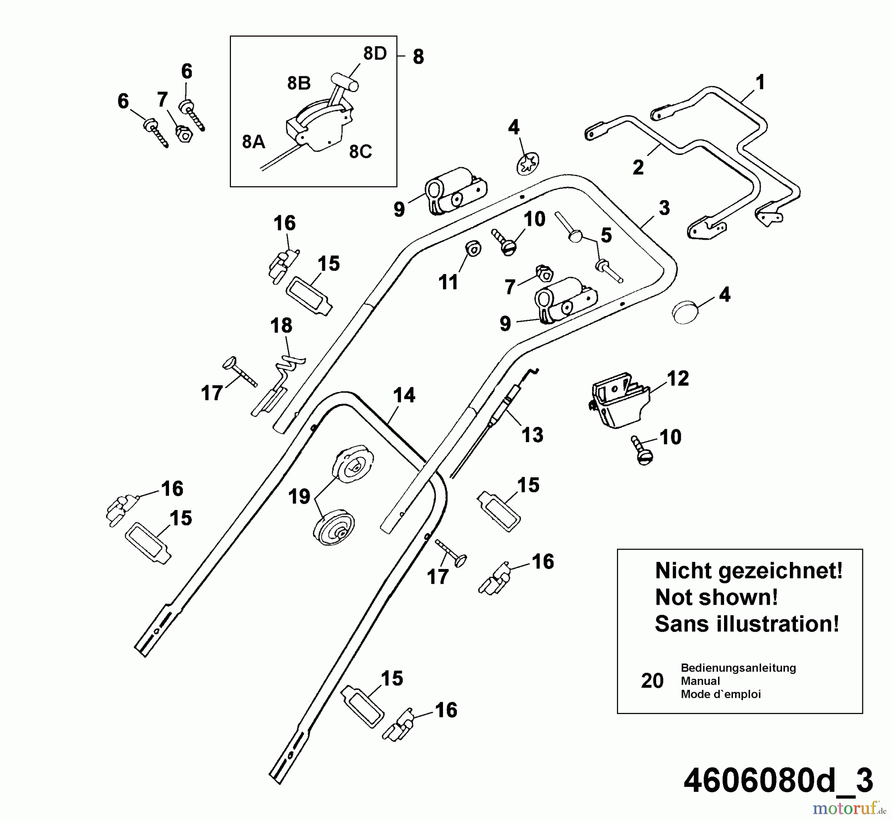 Wolf-Garten Motormäher mit Antrieb B 46 TBA 4606080 Serie D (2005) Holm
