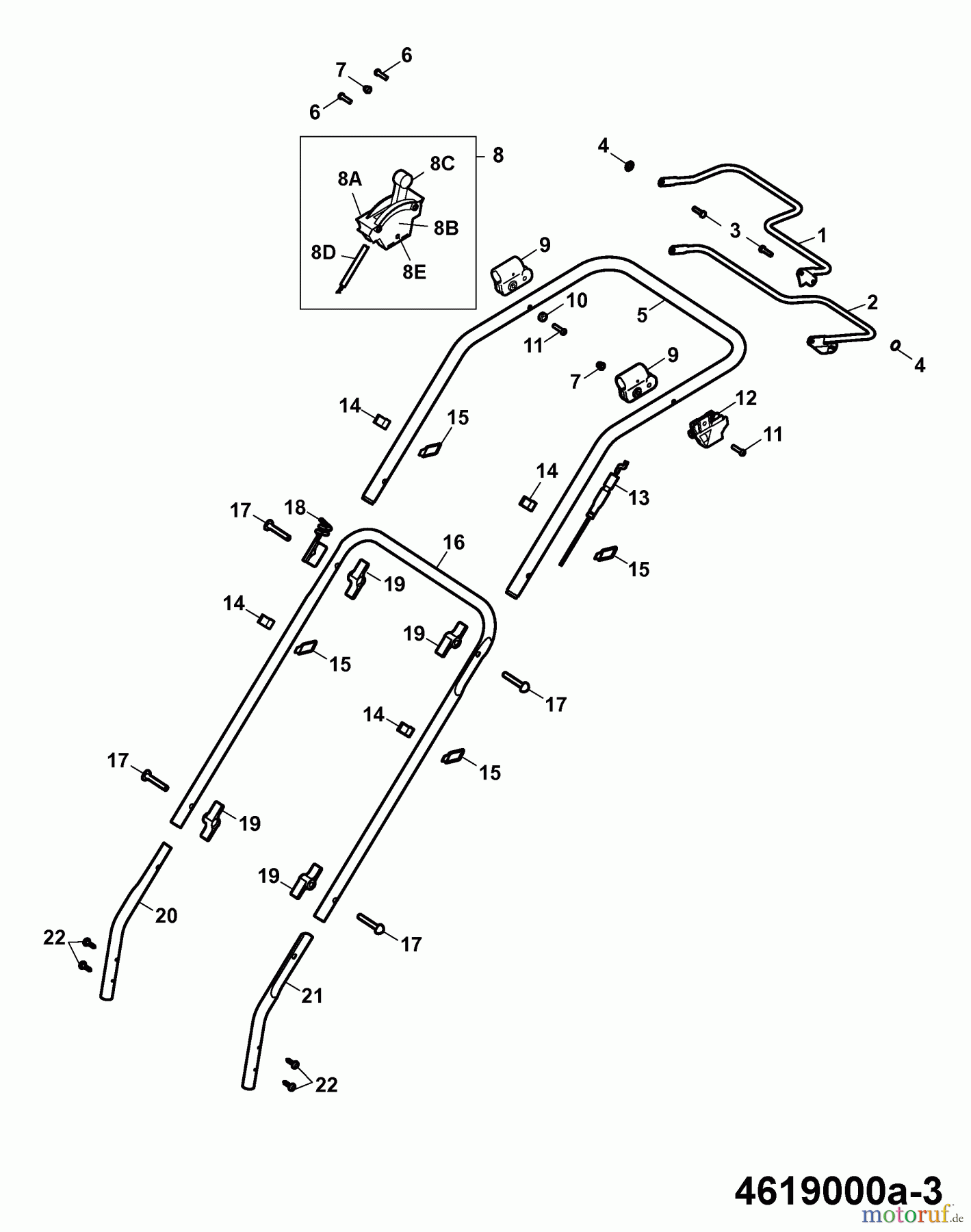Wolf-Garten Motormäher mit Antrieb 6.46 BA 4619000 Serie A (2007) Holm