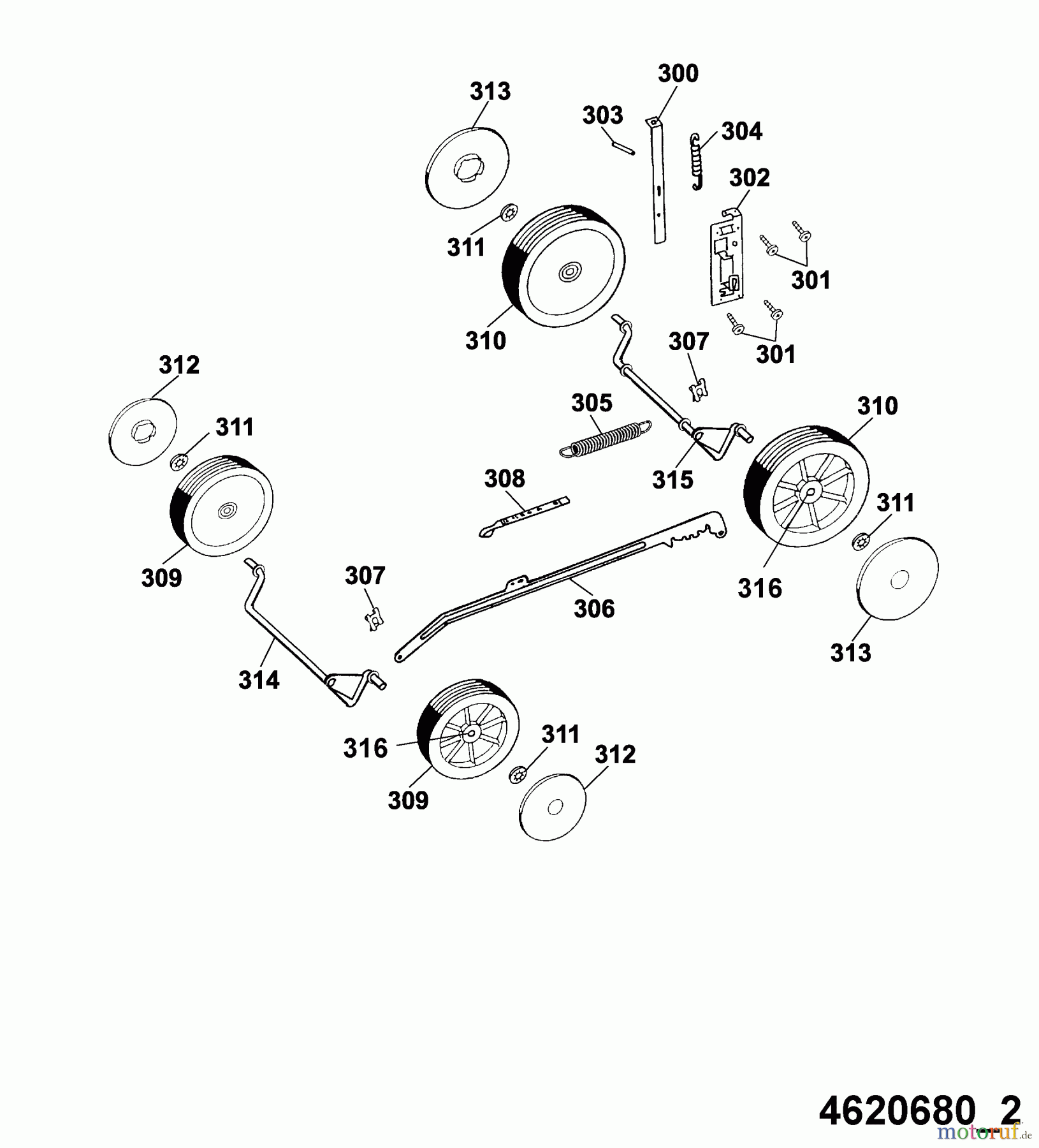  Wolf-Garten Elektromäher Esprit 46 E 4620680 Serie D  (2005) Höhenverstellung, Räder