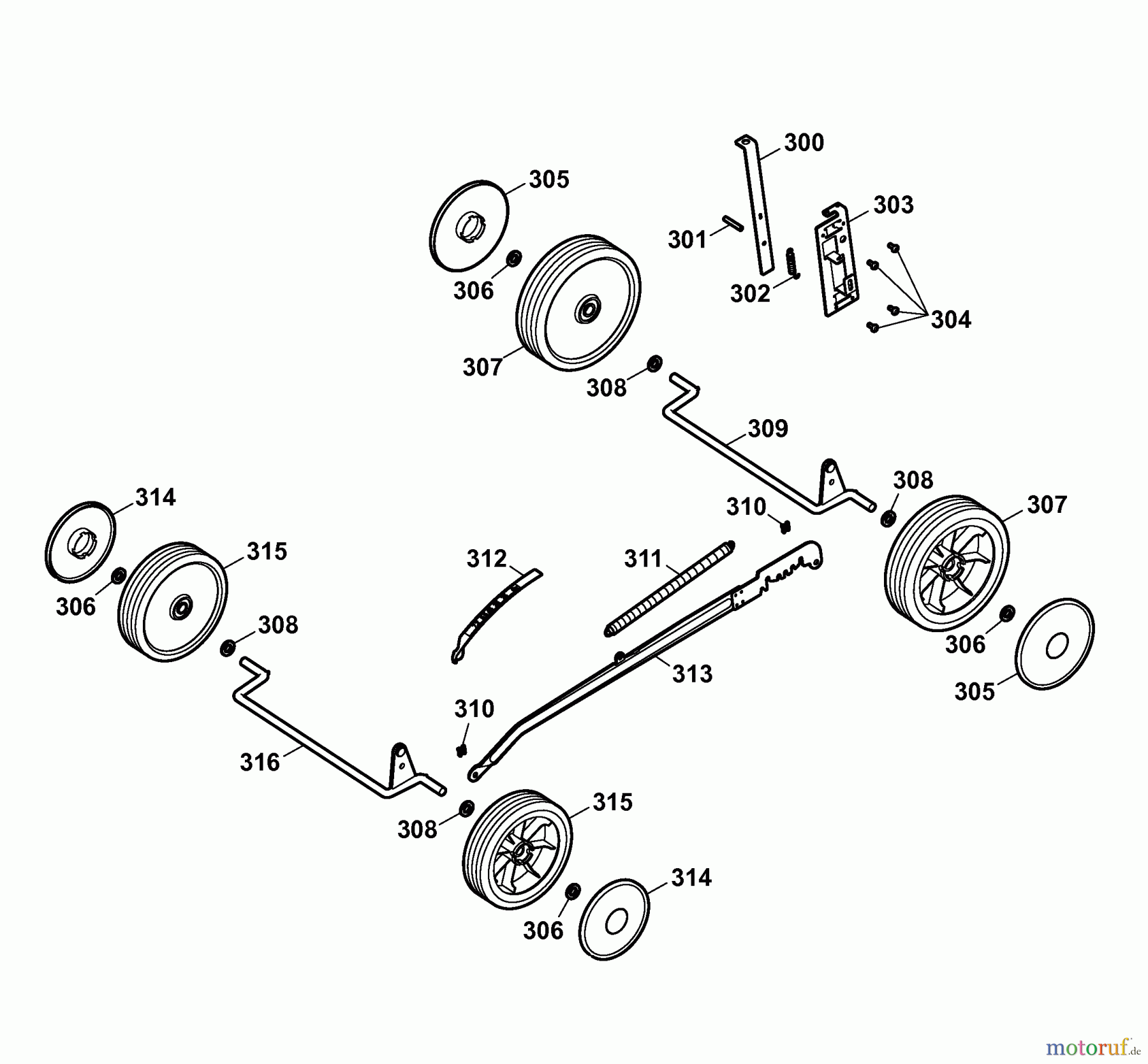 Wolf-Garten Elektromäher Esprit 46 E 4620680 Serie E, F (2007) Räder, Schnitthöhenverstellung