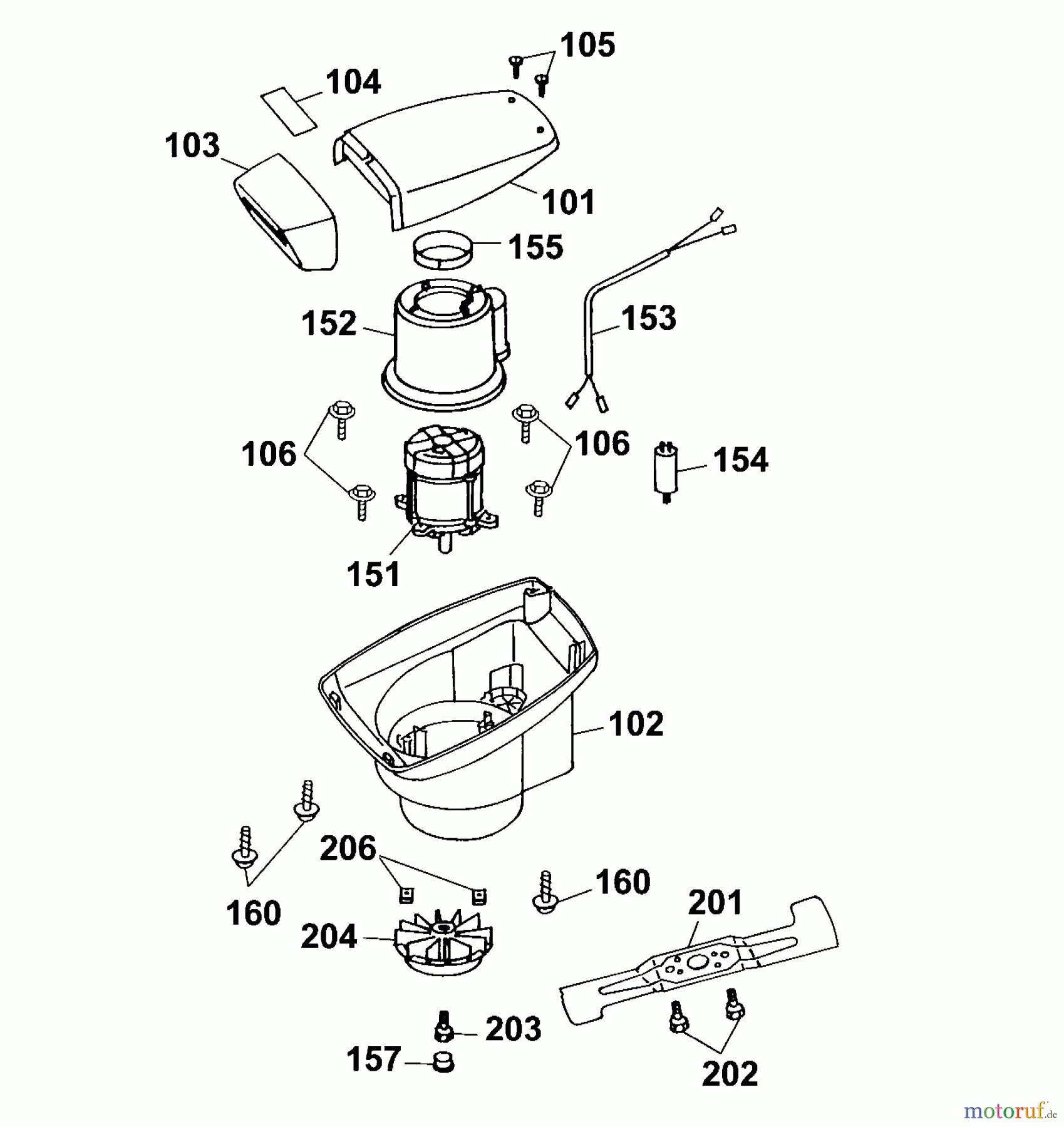 Wolf-Garten Elektromäher Premio 46 E 4628000 Serie A (2001) Abdeckhaube Motor, Messer, Motor