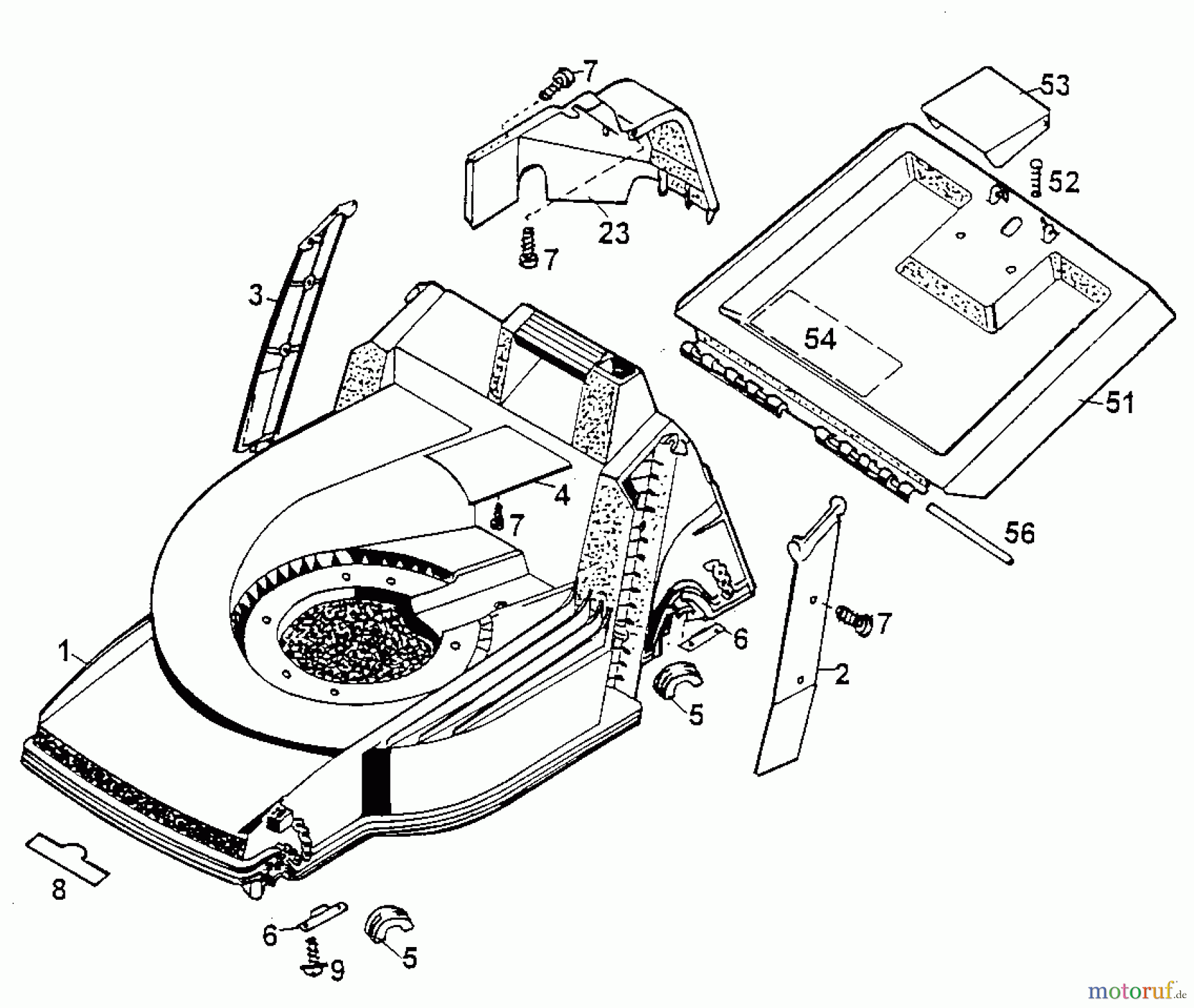 Wolf-Garten Motormäher HB 42 BE 4760885 Serie A  (2000) Heckklappe, Mähwerksgehäuse