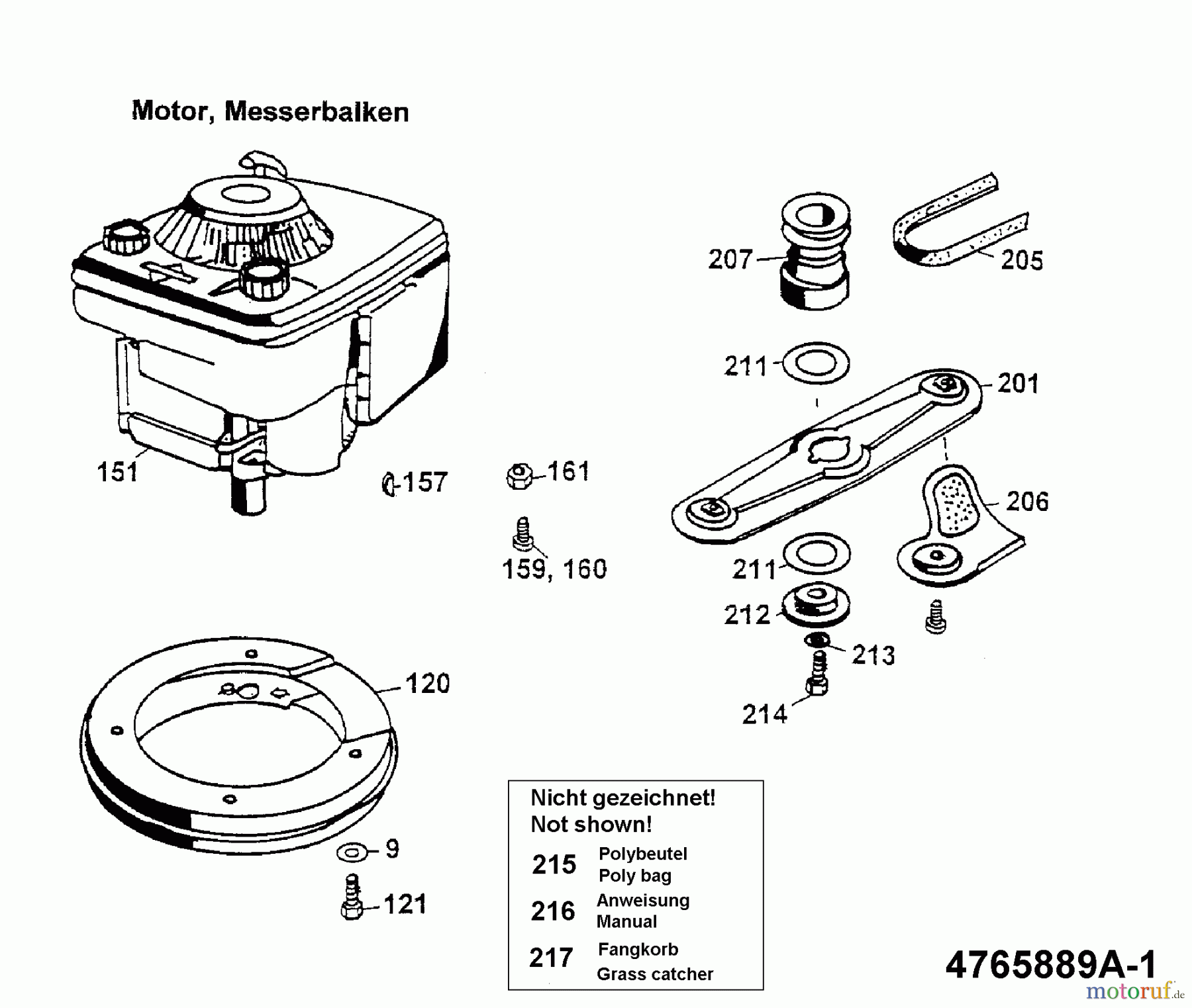  Wolf-Garten Motormäher mit Antrieb 2.42 TAK 4765889 Serie A  (1999) Messer, Messeraufnahme, Motor