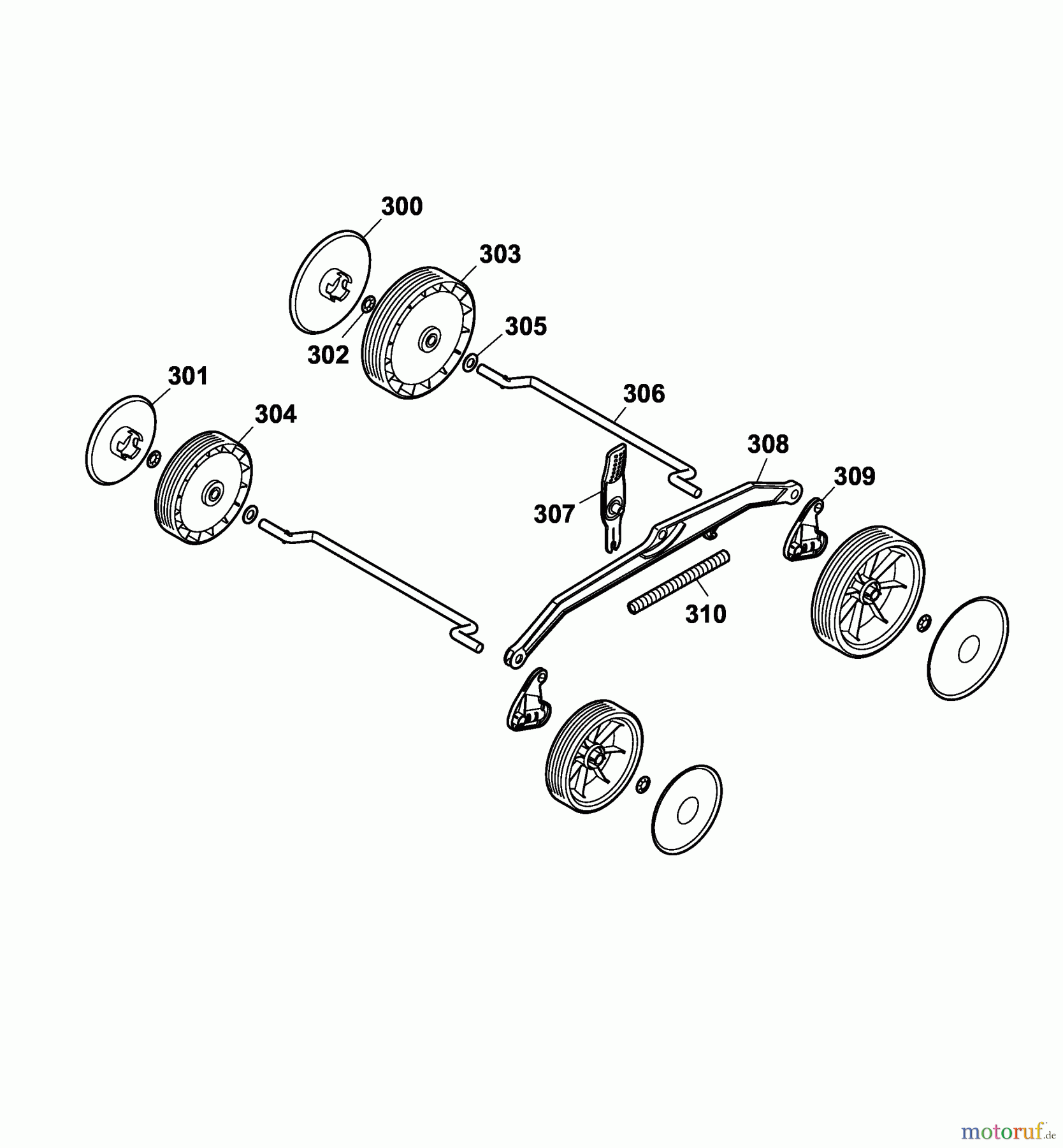  Wolf-Garten Elektromäher HBM 37 E 4907009 Serie A  (2006) Räder, Schnitthöhenverstellung