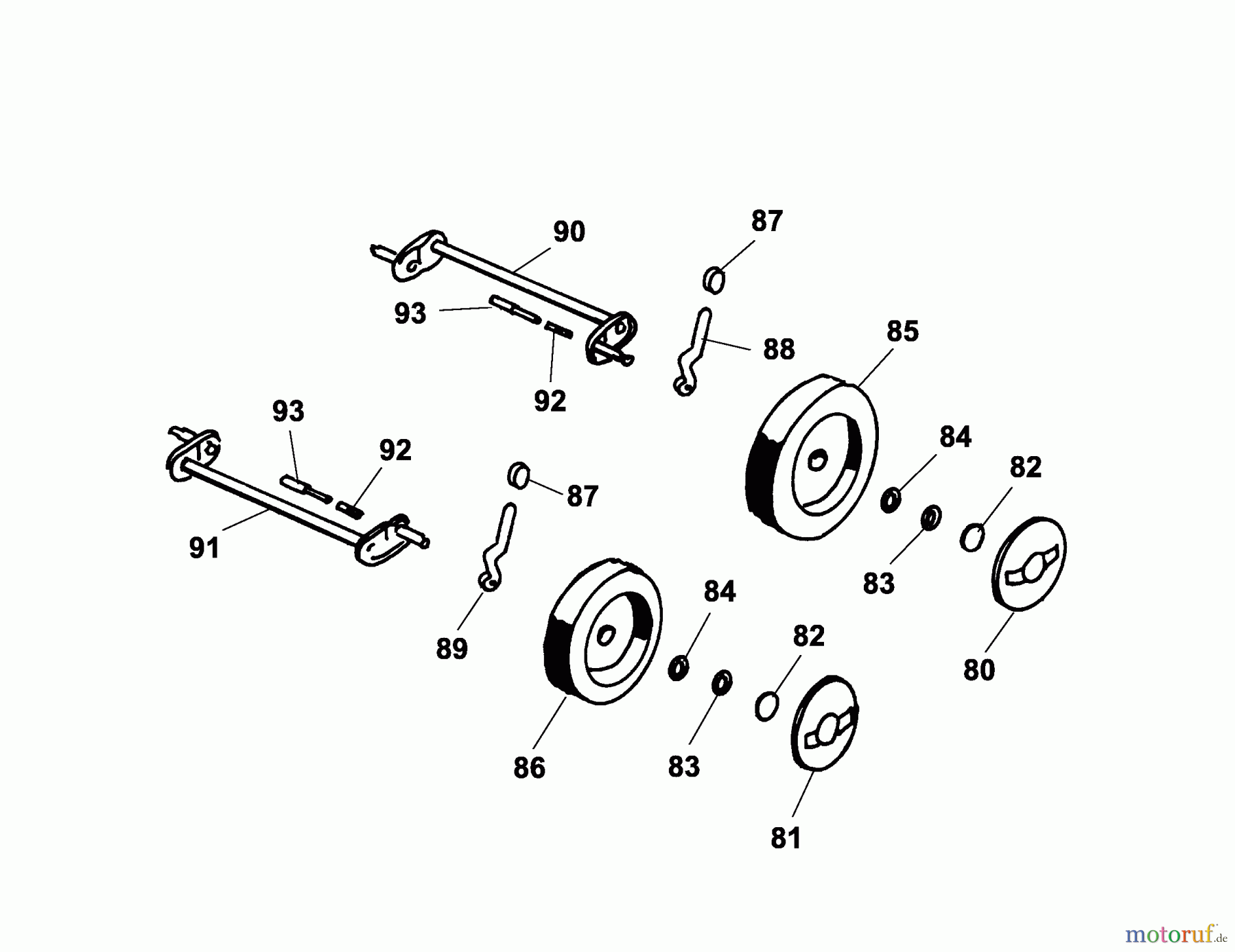Wolf-Garten Elektromäher 2.32 E 4912780 Serie C (2005) Räder, Schnitthöhenverstellung