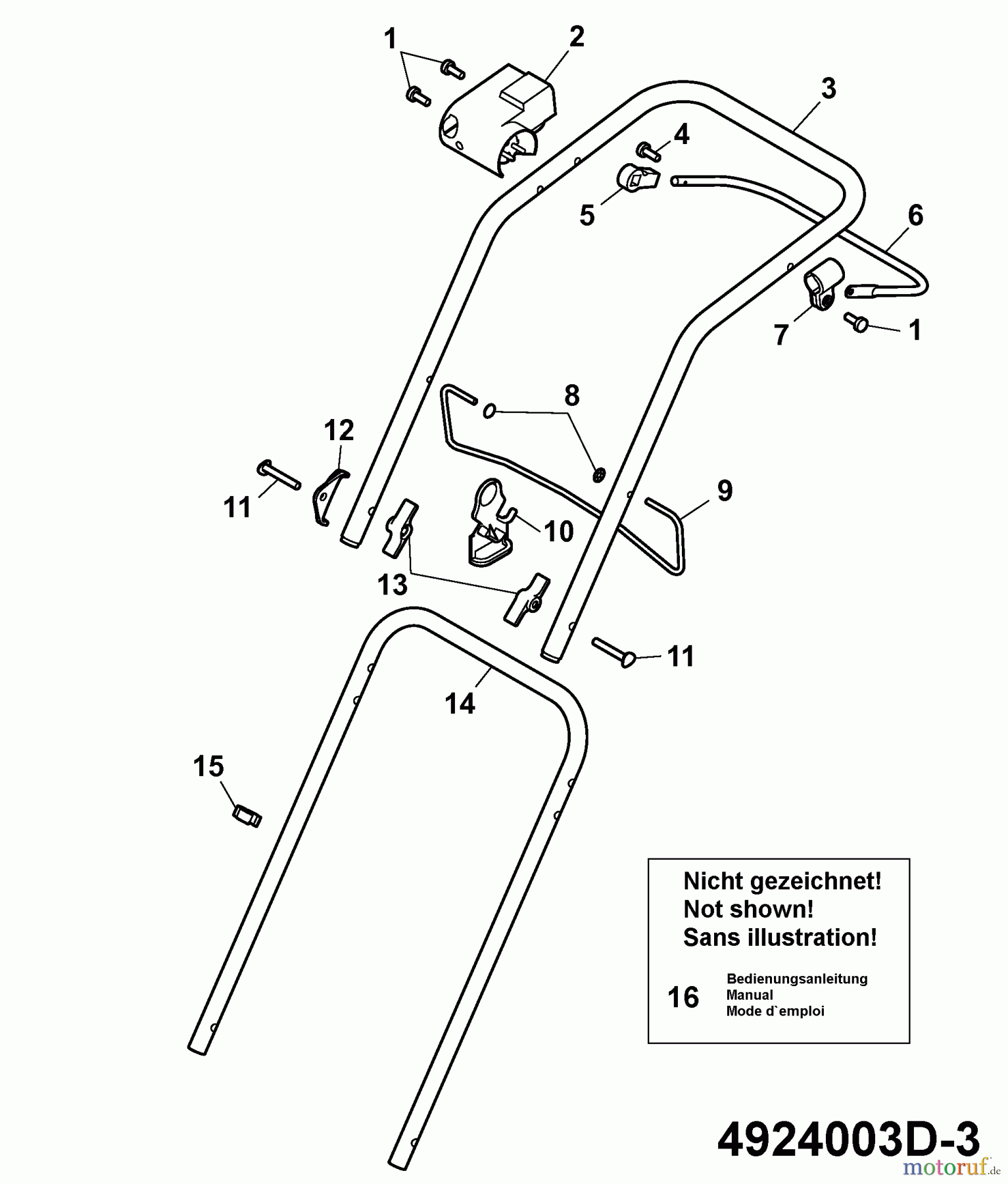Wolf-Garten Elektromäher Power Edition 34 E 4924003 Serie D (2007) Holm