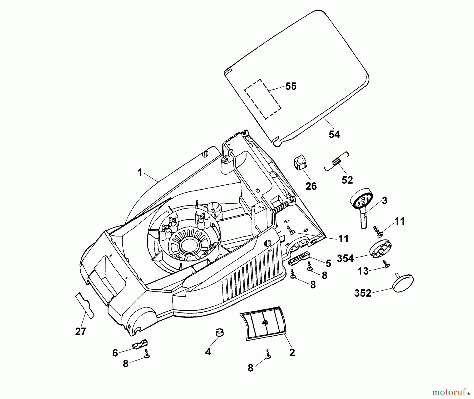 Wolf-Garten Elektromäher mit Antrieb 6.40 EA 4955000 Serie A (1999) Mähwerksgehäuse