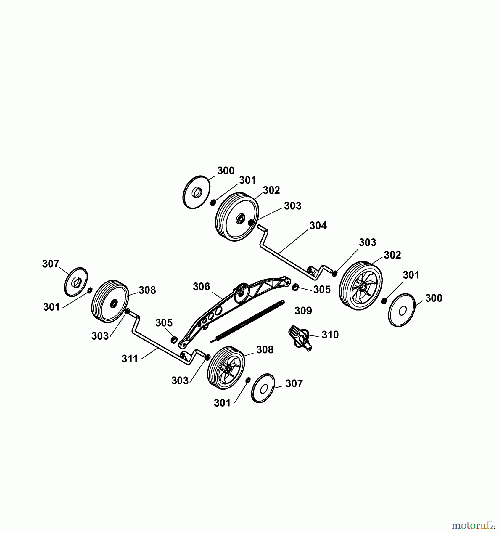 Wolf-Garten Elektromäher 2.40 E 4968009 Serie A (2007) Räder, Schnitthöhenverstellung