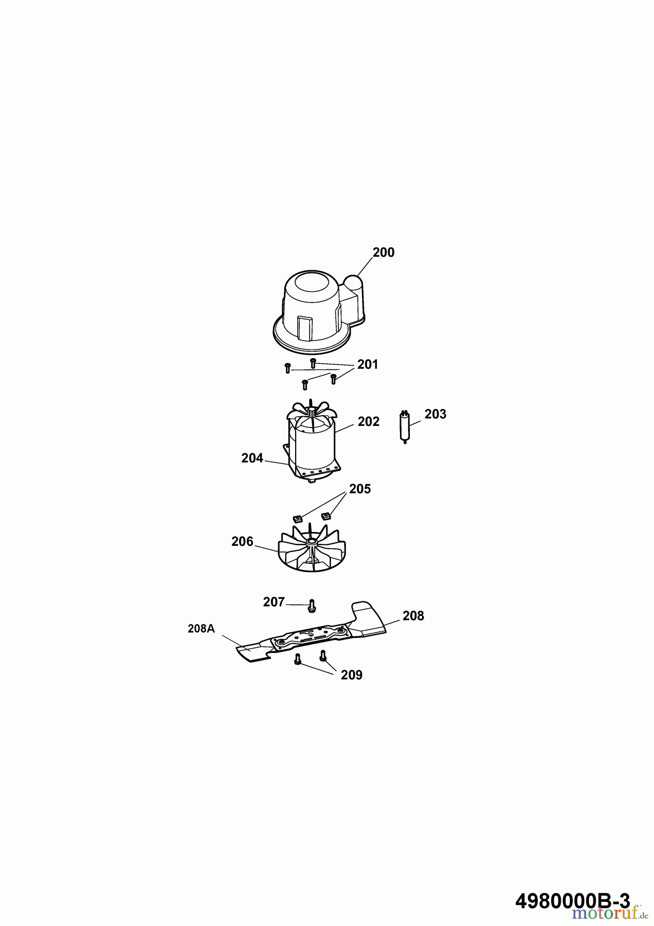 Wolf-Garten Elektromäher Power Edition 40 E-1 4980000 Serie B (2009) Messer, Messeraufnahme, Motor