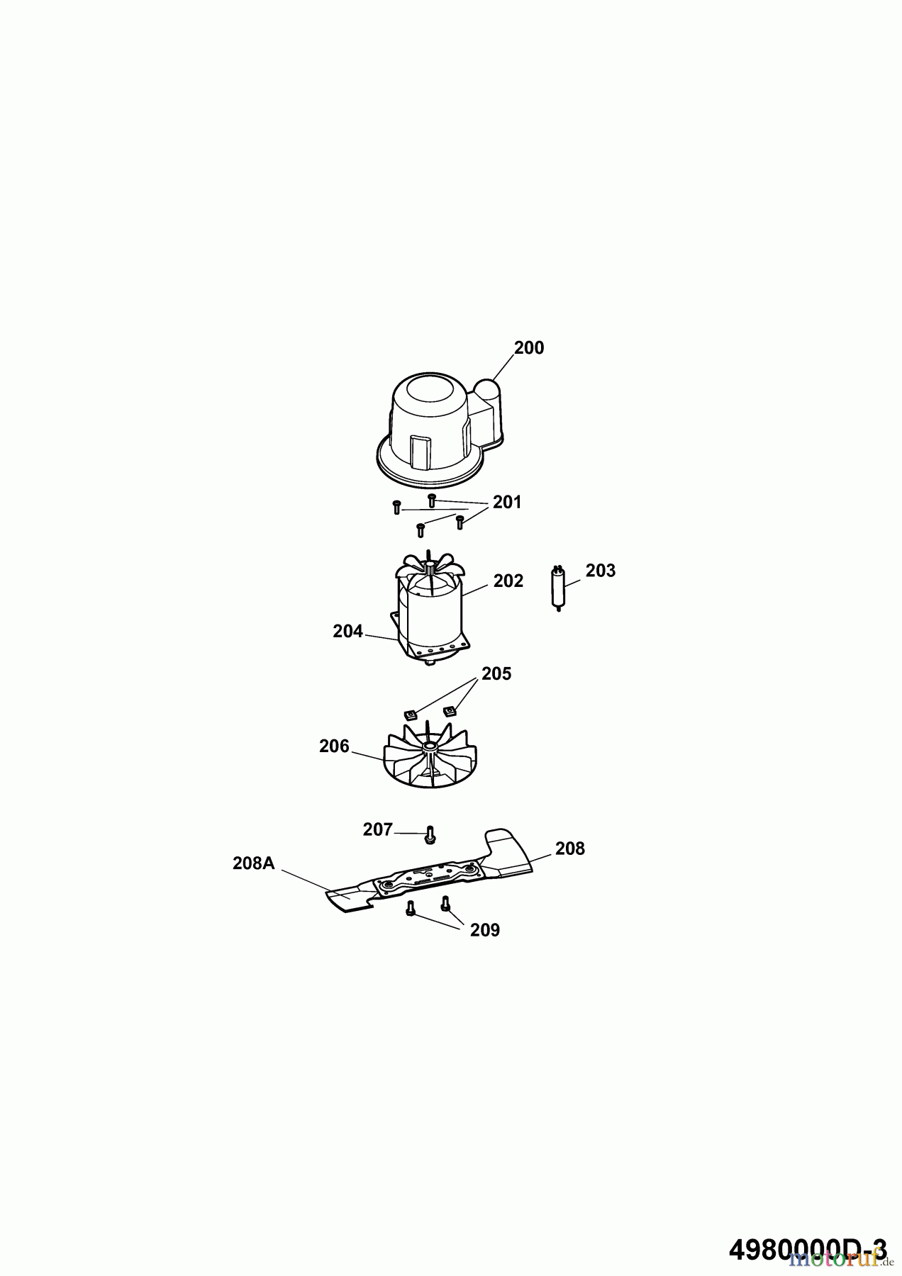 Wolf-Garten Elektromäher Power Edition 40 E-1 4980000 Serie D (2009) Messer, Messeraufnahme, Motor