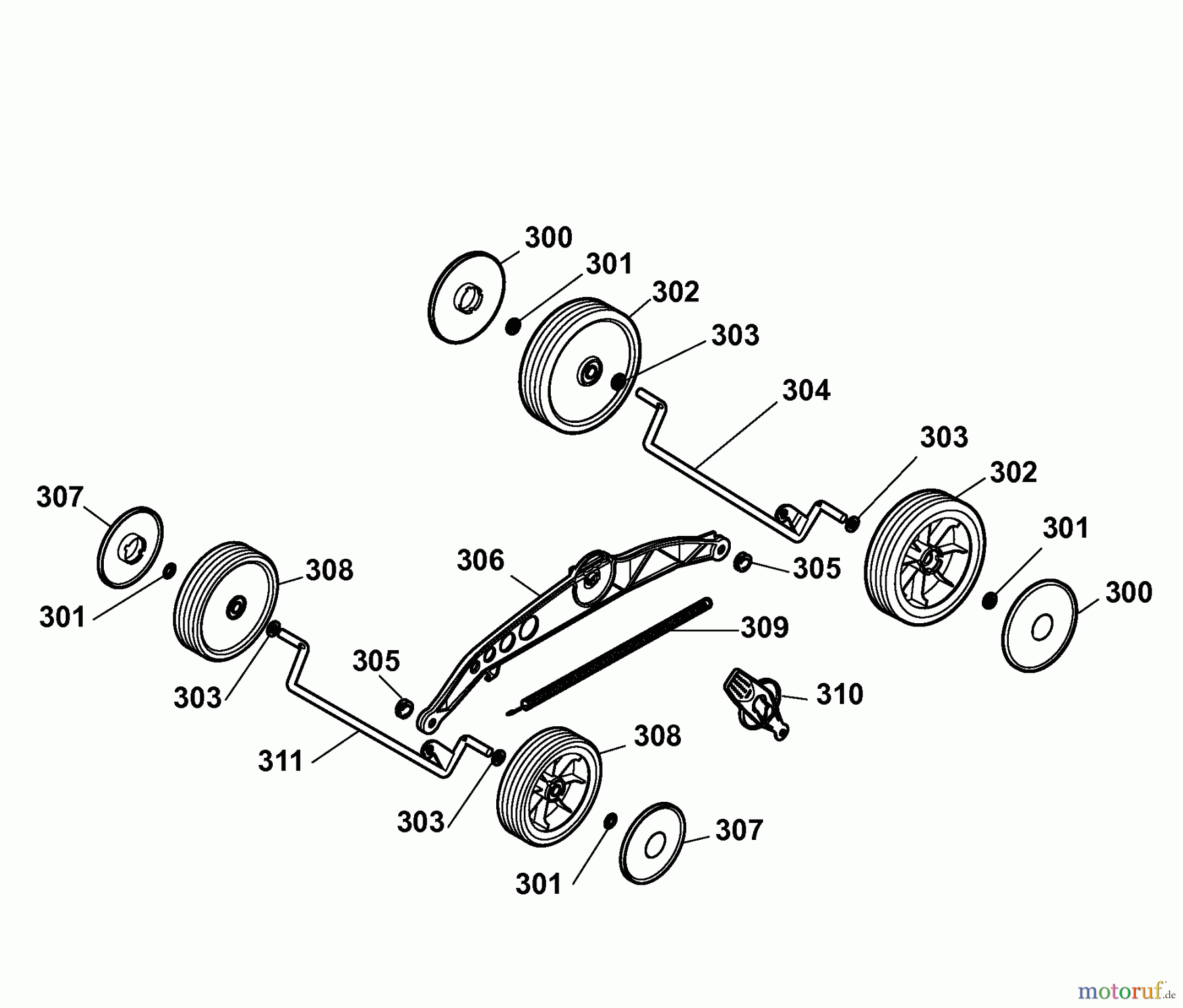  Wolf-Garten Elektromäher Power Edition 40 E-1 4980002 Serie A  (2009) Höhenverstellung, Räder