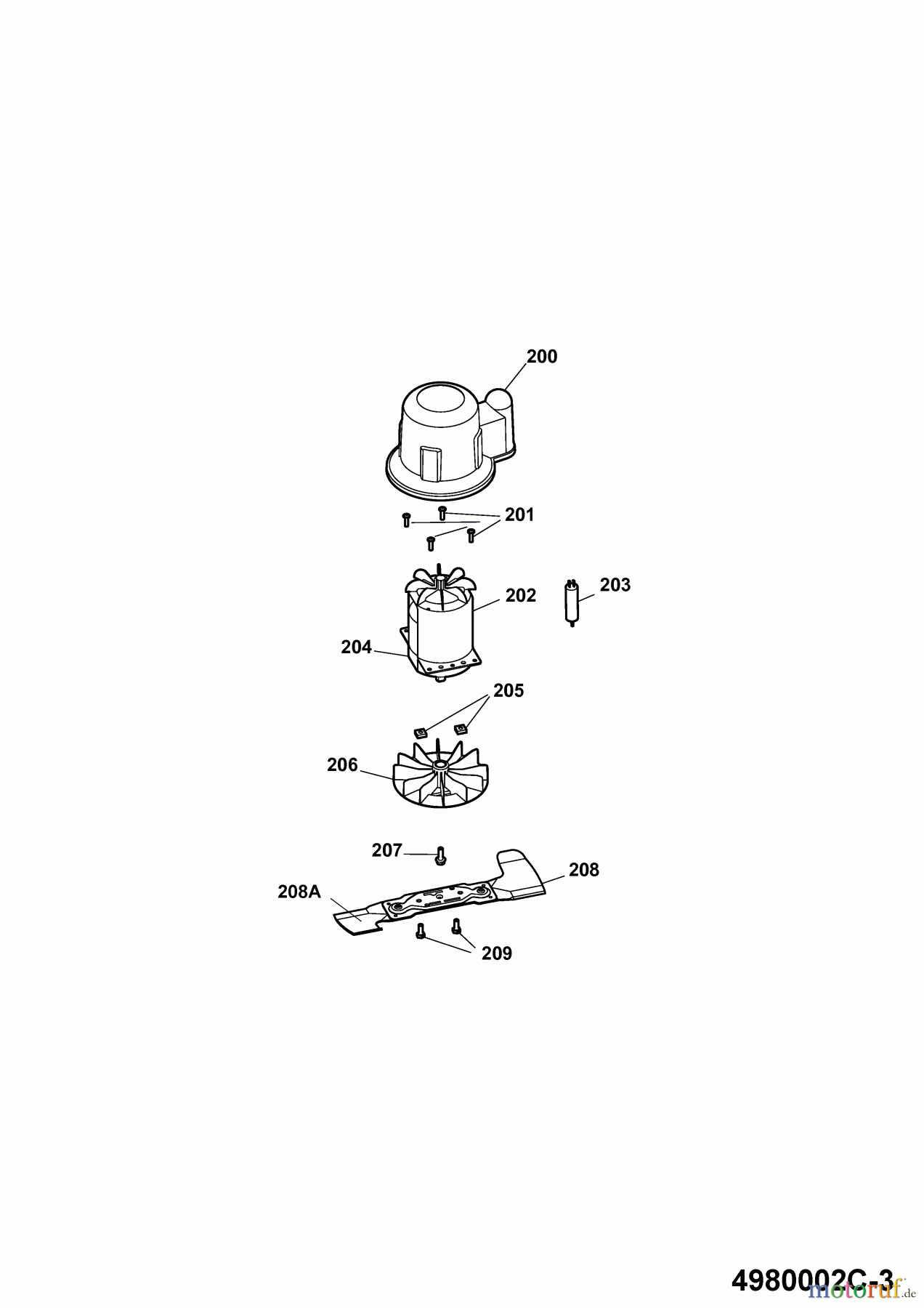 Wolf-Garten Elektromäher Power Edition 40 E-1 4980002 Serie C (2009) Messer, Messeraufnahme, Motor