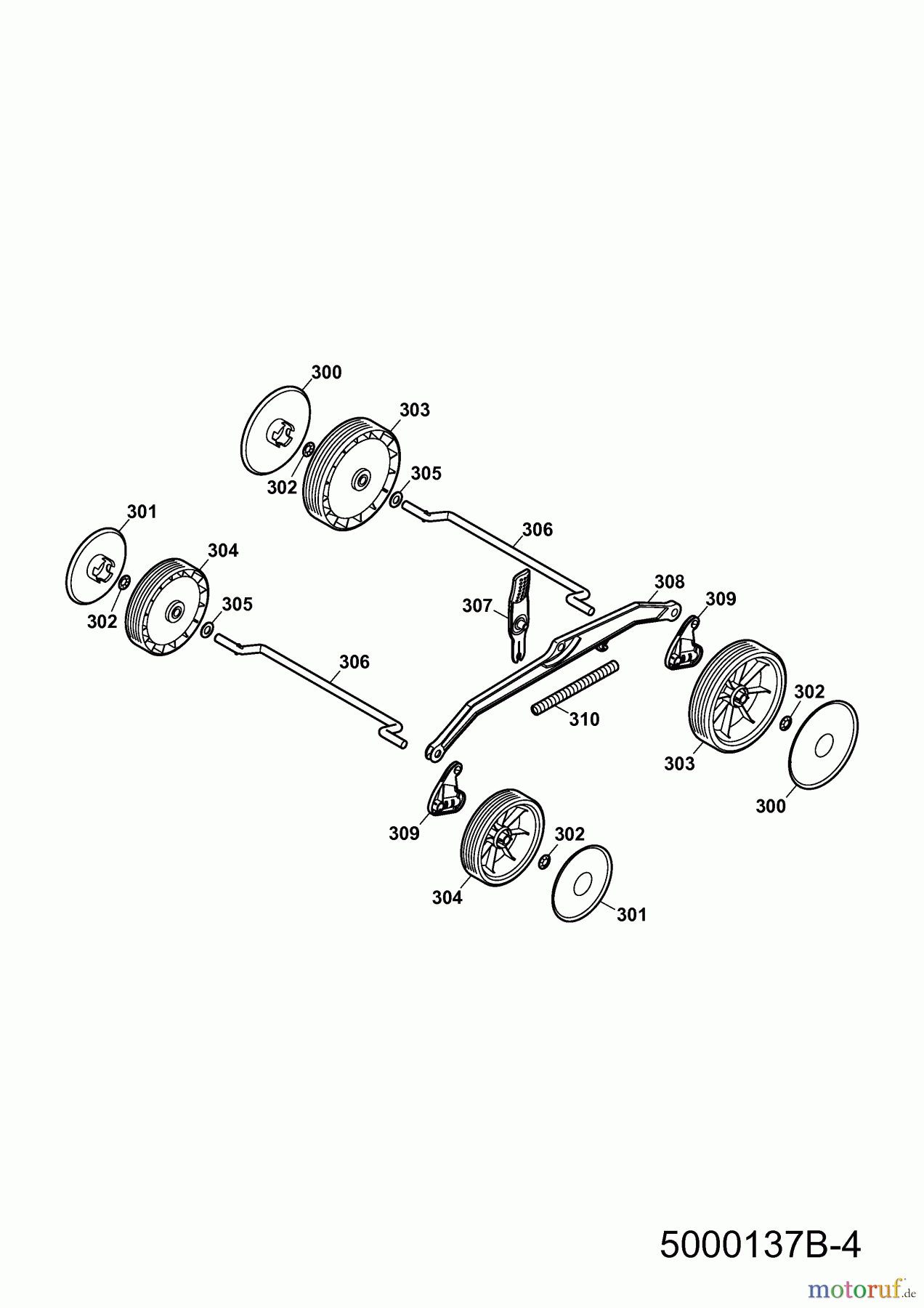 Wolf-Garten Elektromäher 537 5000137 Serie B (2011) Achsen, Räder