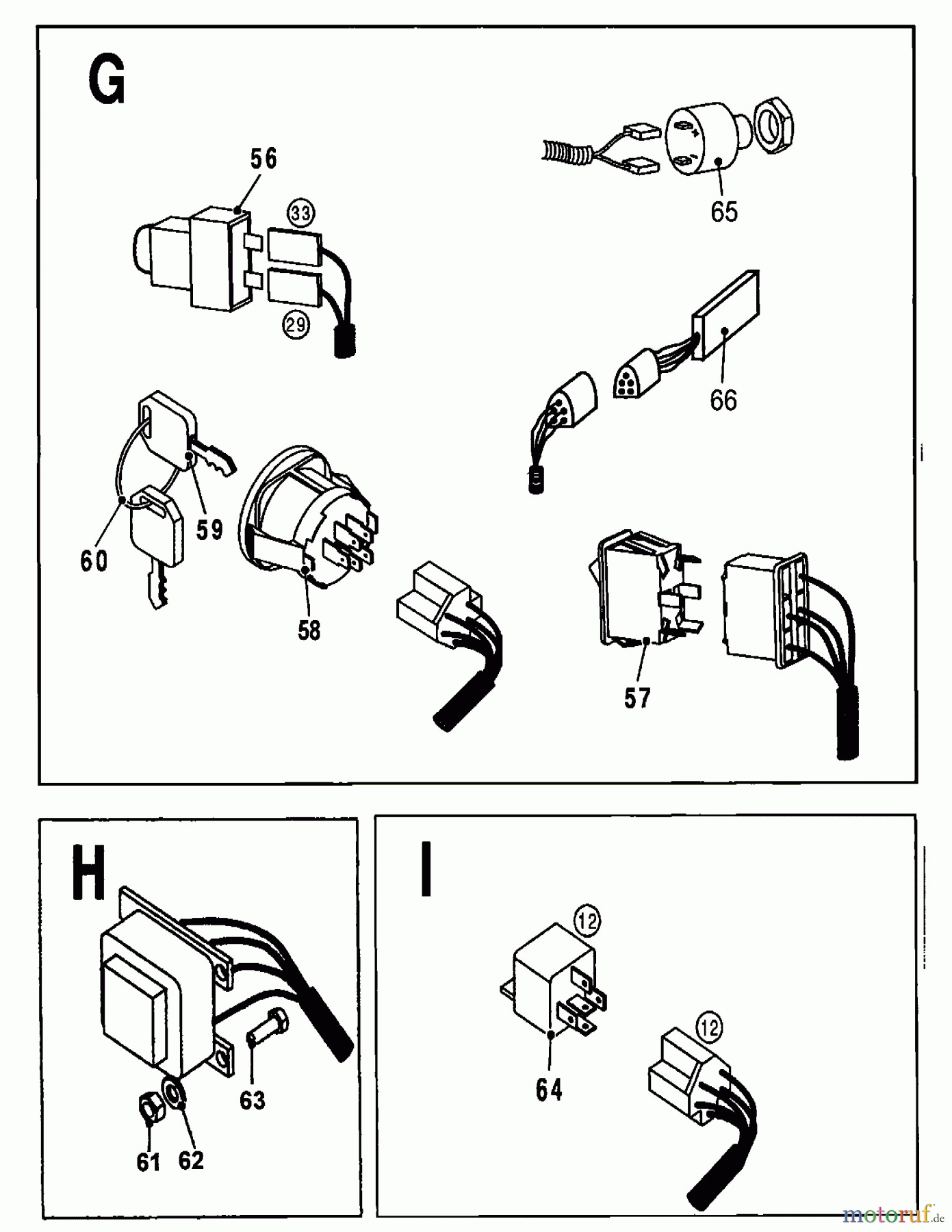 Wolf-Garten Rasentraktoren Trac OHV 6 6200000 Serie A (2001) Elektroteile