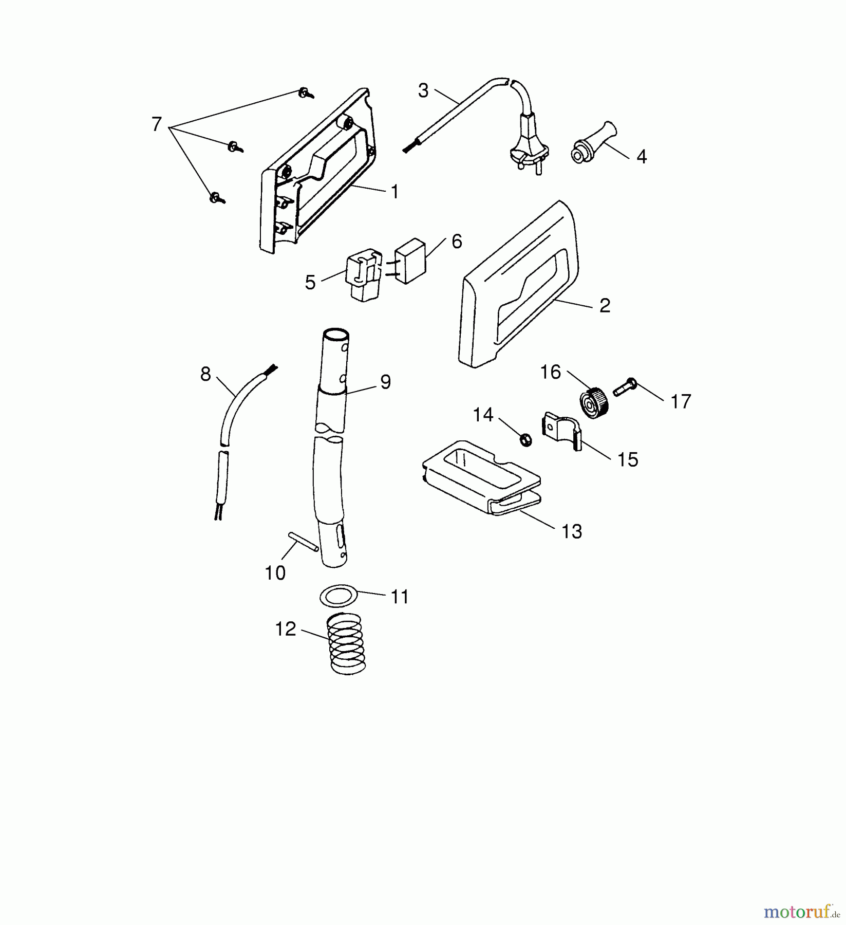Wolf-Garten Elektrotrimmer RQ 250 7126008 Serie B (2005) Handgriff, Schalter, Stiel