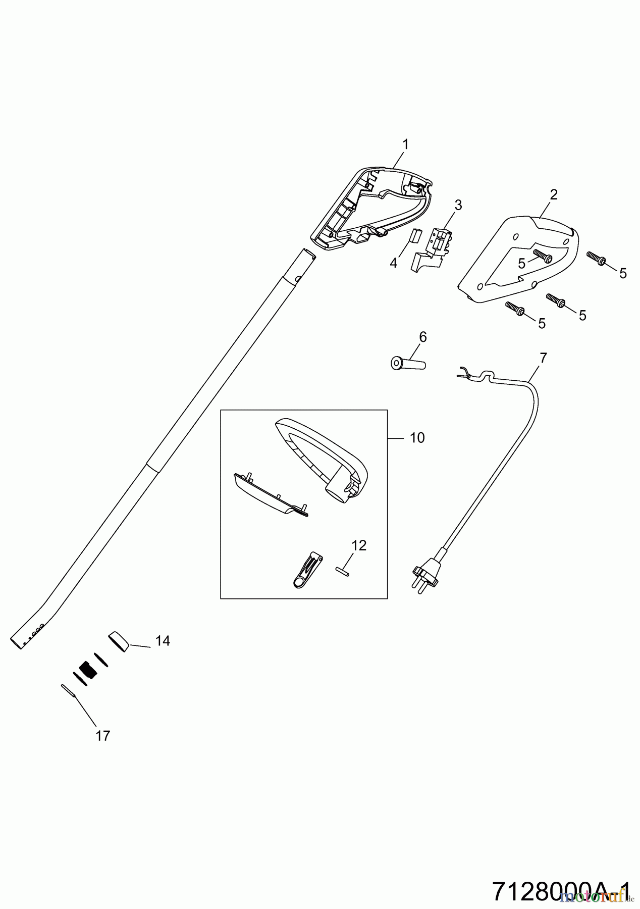  Wolf-Garten Elektrotrimmer GT 830 7128000 Serie B  (2008) Griff, Schalter