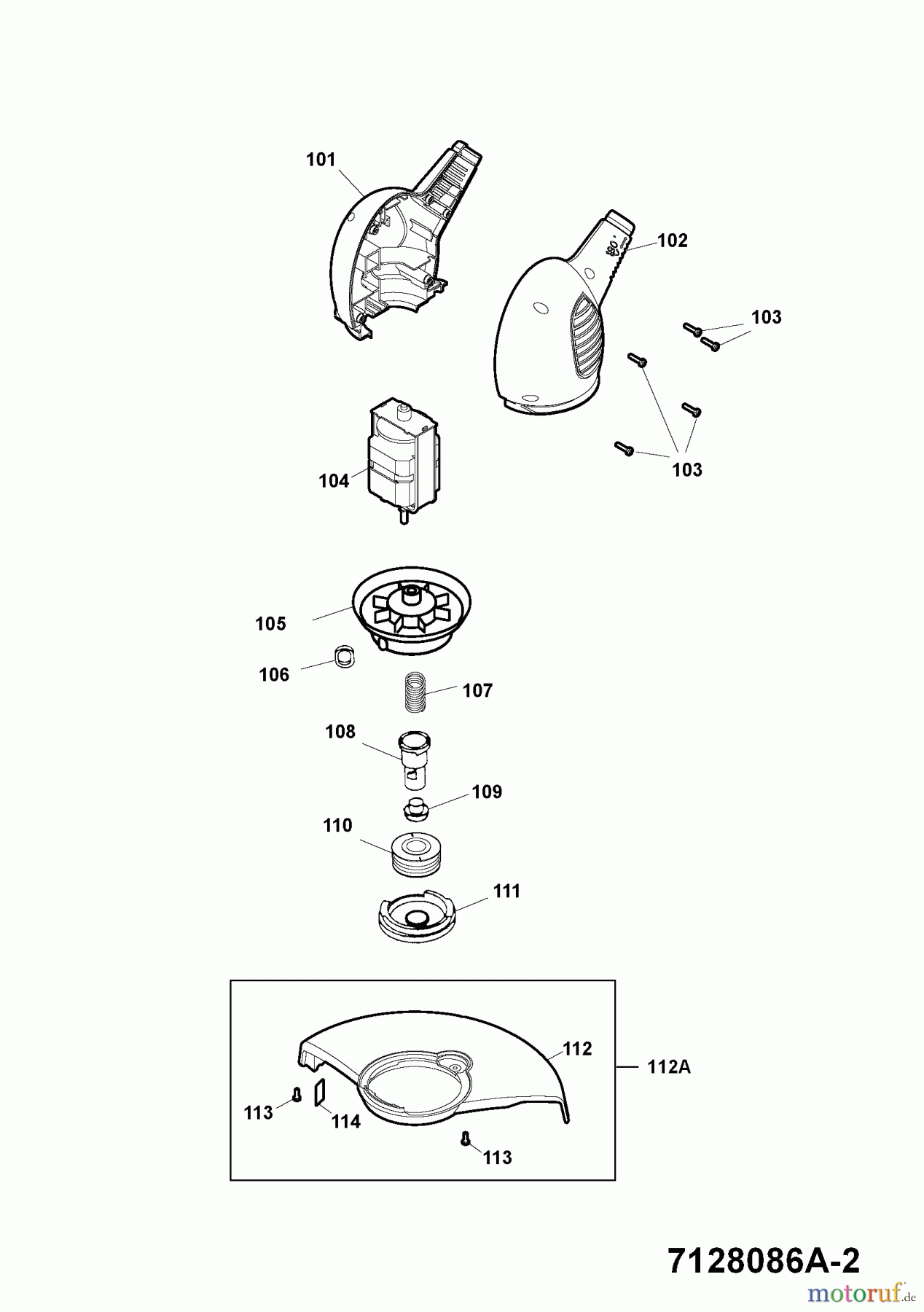 Wolf-Garten Elektrotrimmer P 507 3733707 Serie A (2008) Elektromotor, Fadenspule