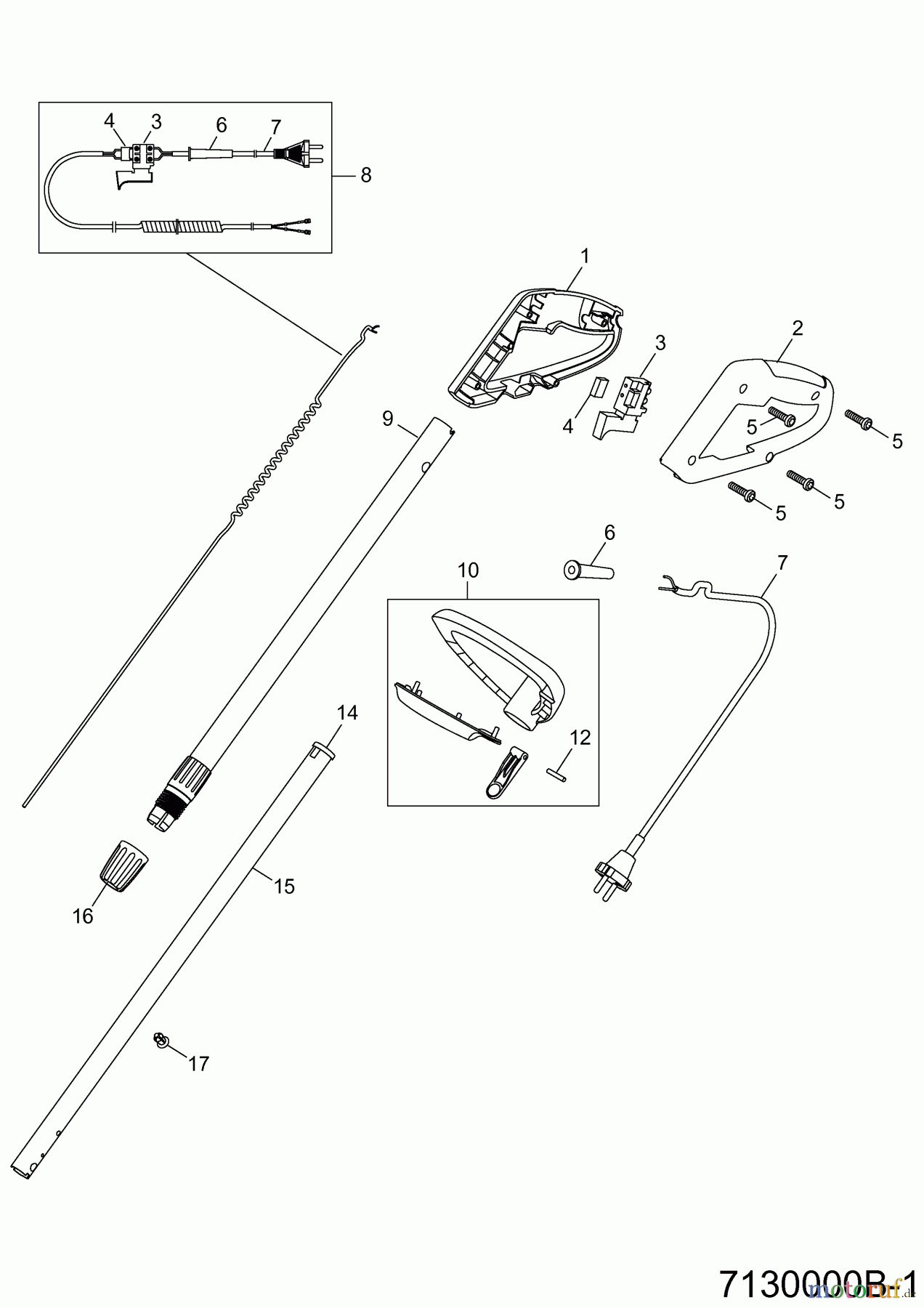 Wolf-Garten Elektrotrimmer GT 840 7130005 Serie C (2006) Griff, Schalter