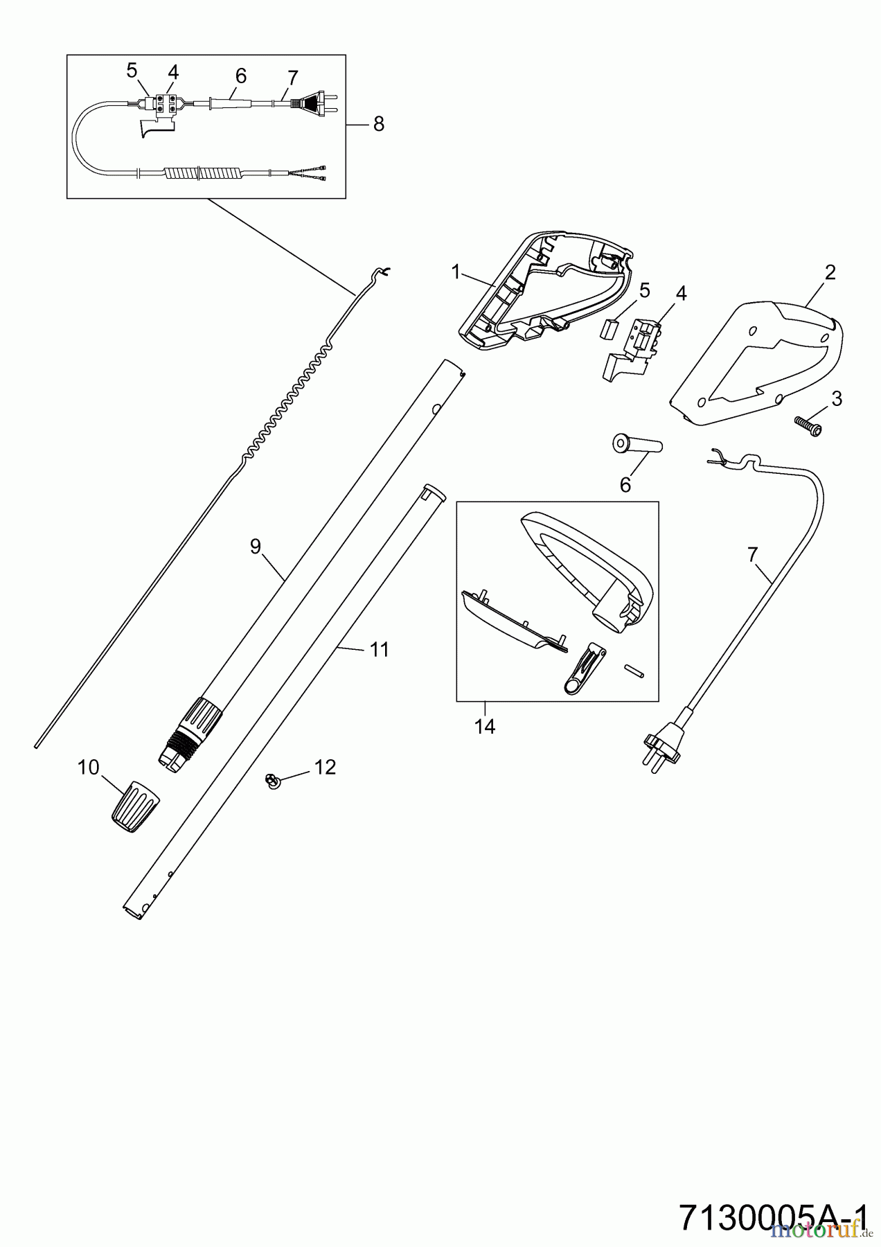 Wolf-Garten Elektrotrimmer GT 840 7130005 Serie A (2005) Griff, Schalter