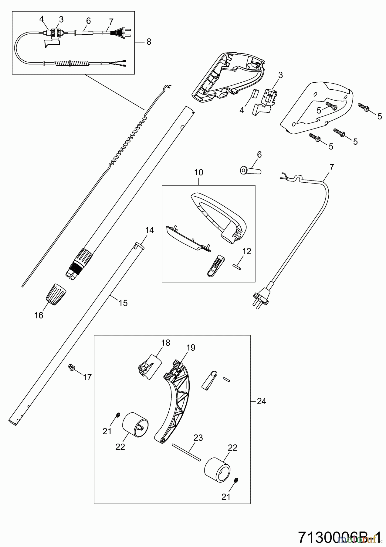 Wolf-Garten Elektrotrimmer GT 844 XC 7130006 Serie B (2006) Griff, Schalter
