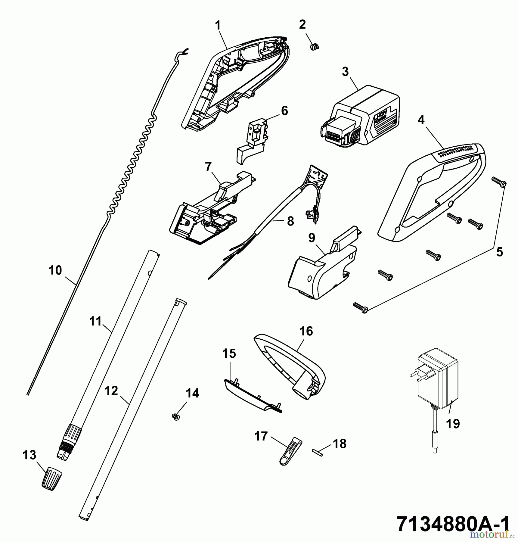 Wolf-Garten Akkutrimmer Li-Ion Power GT 815 7134880 Serie A (2007) Elektroteile, Holm