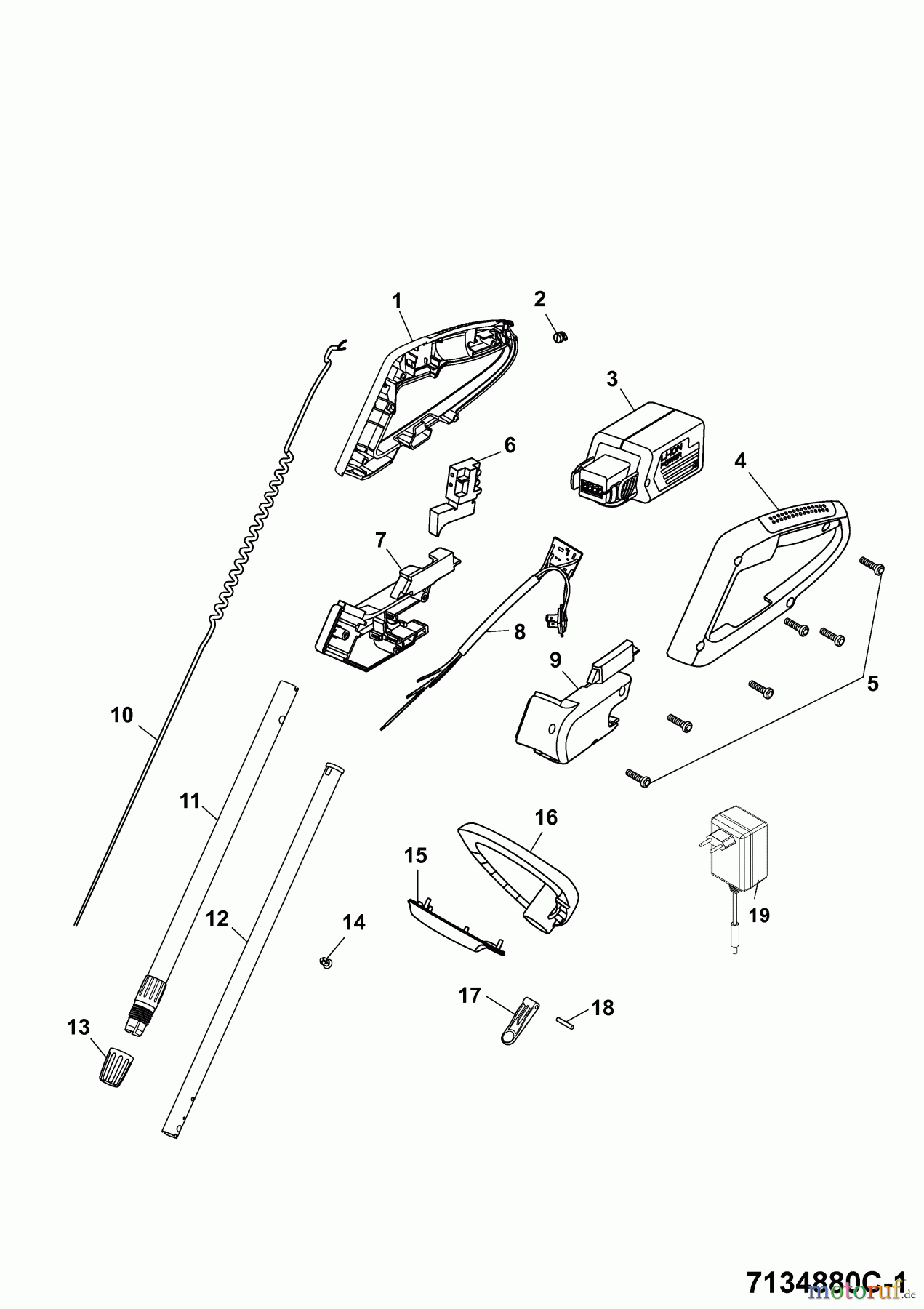 Wolf-Garten Akkutrimmer Li-Ion Power GT 815 7134880 Serie C (2009) Holm