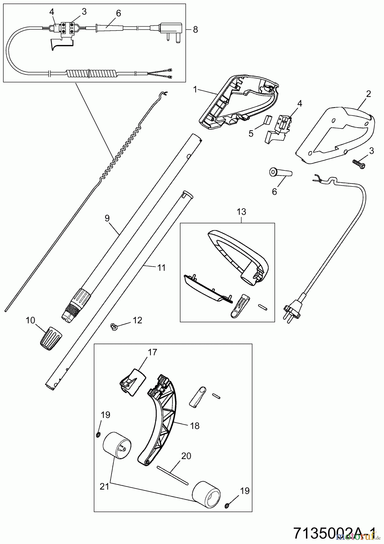 Wolf-Garten Elektrotrimmer GT 845 7135002 Serie A (2004) Griff, Schalter