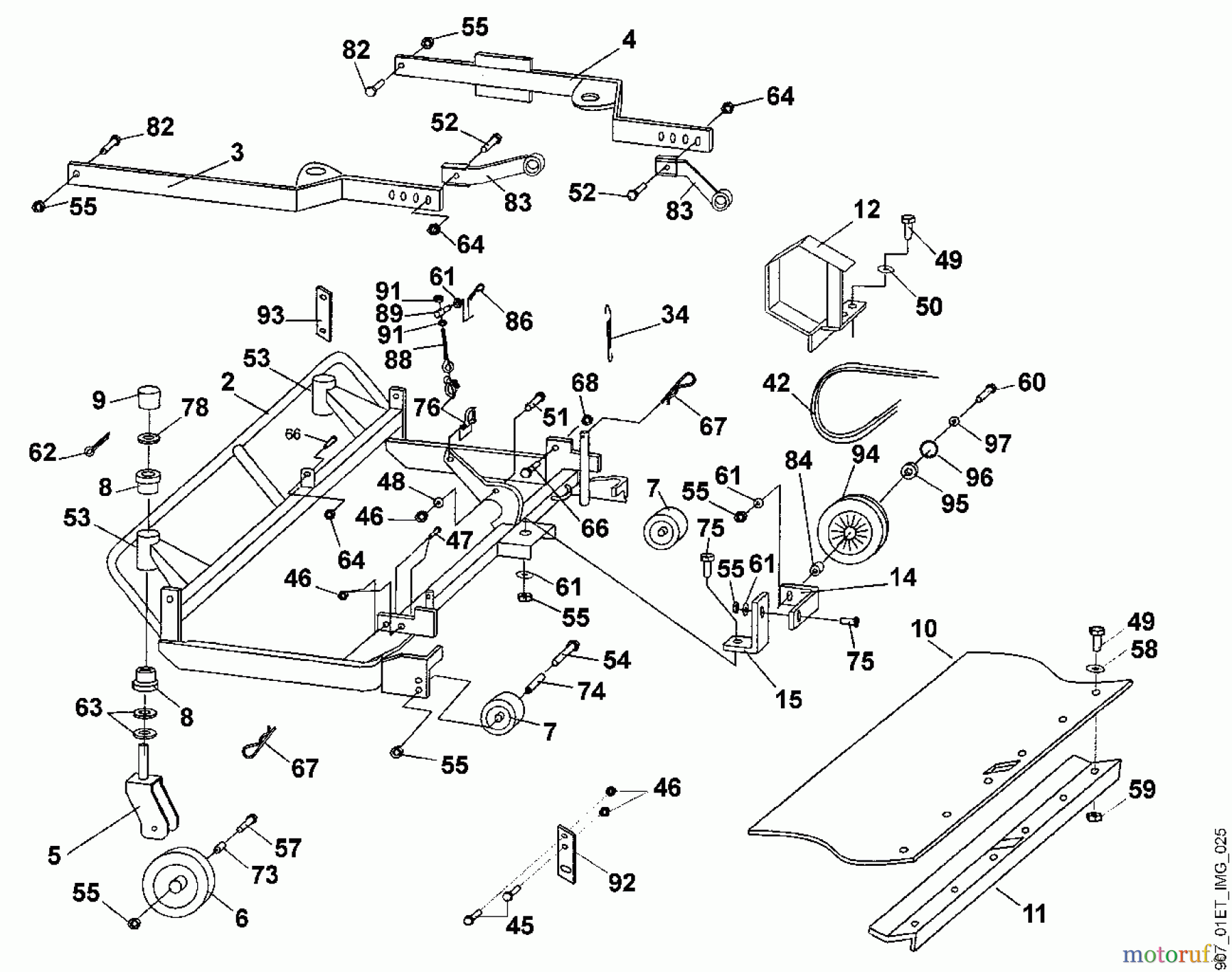  Viking Aufsitzmäher Mähwerke ASM 836 (MF 860, 880, 890 PRO) A - Gehäuse, Aufhängung