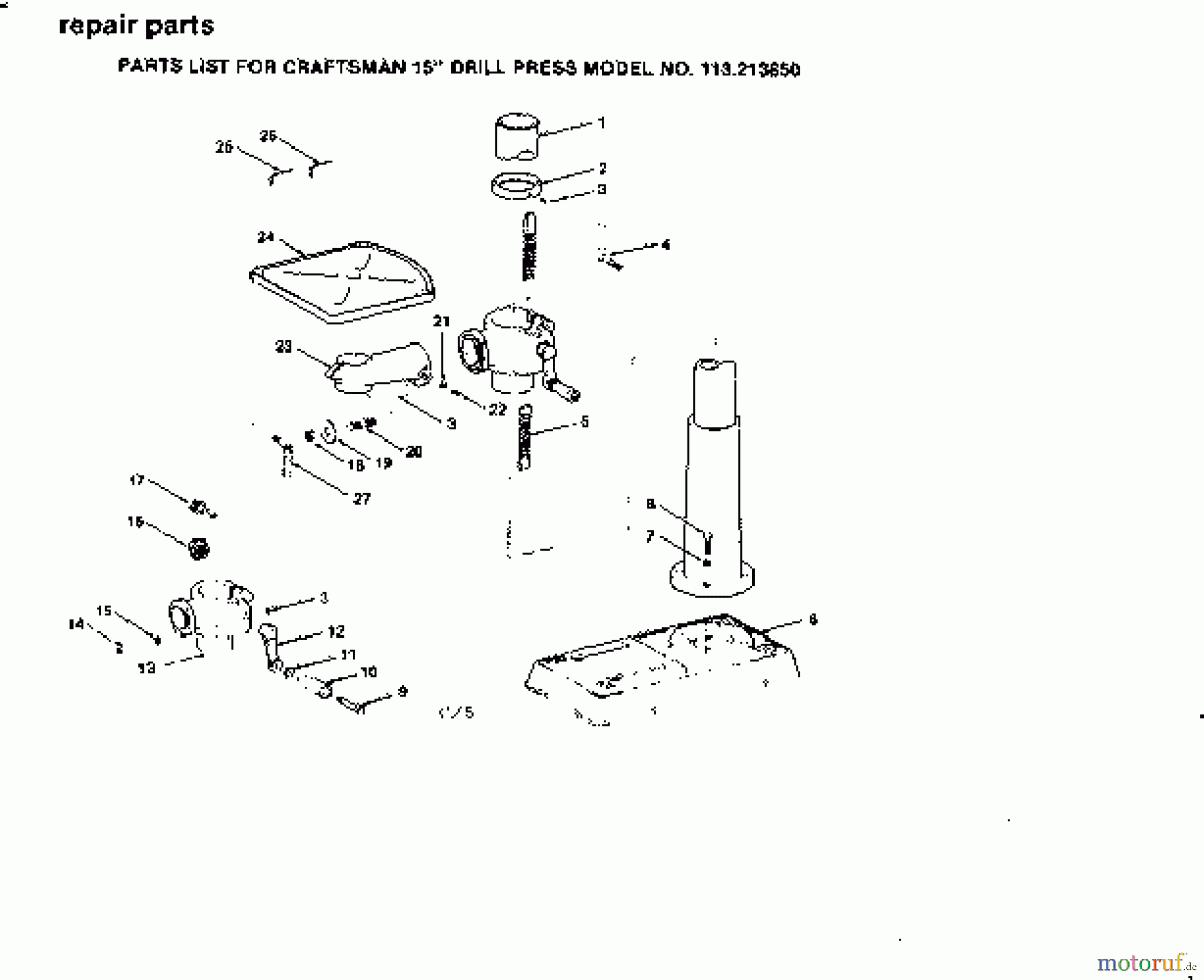 CRAFTSMAN Divers 15 INCH DRILL PRESS 113.213850 Seite 3